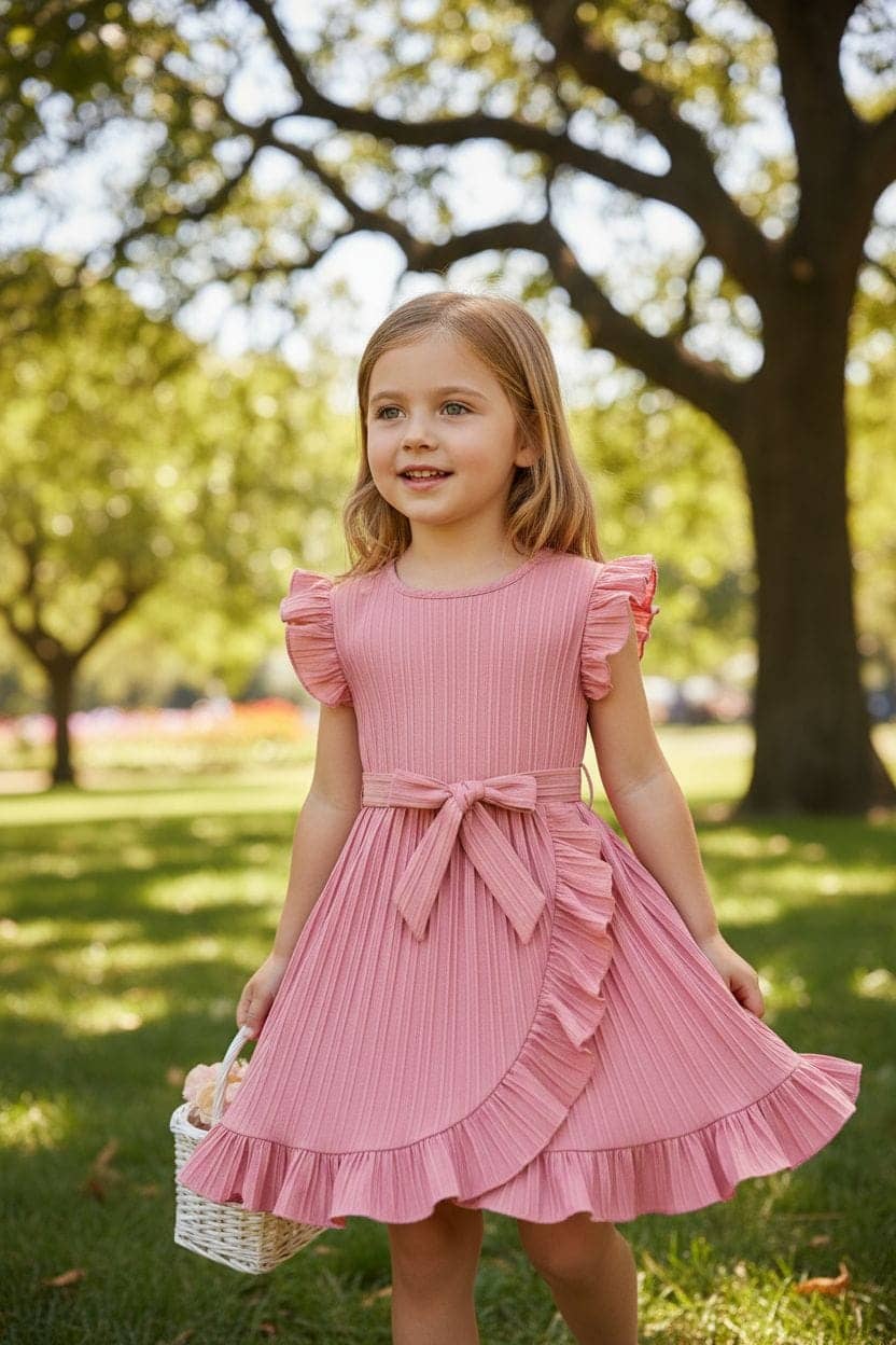 Mullick the designer Cotton Blend Frock For Girls ( Pack of 1 , Peach )