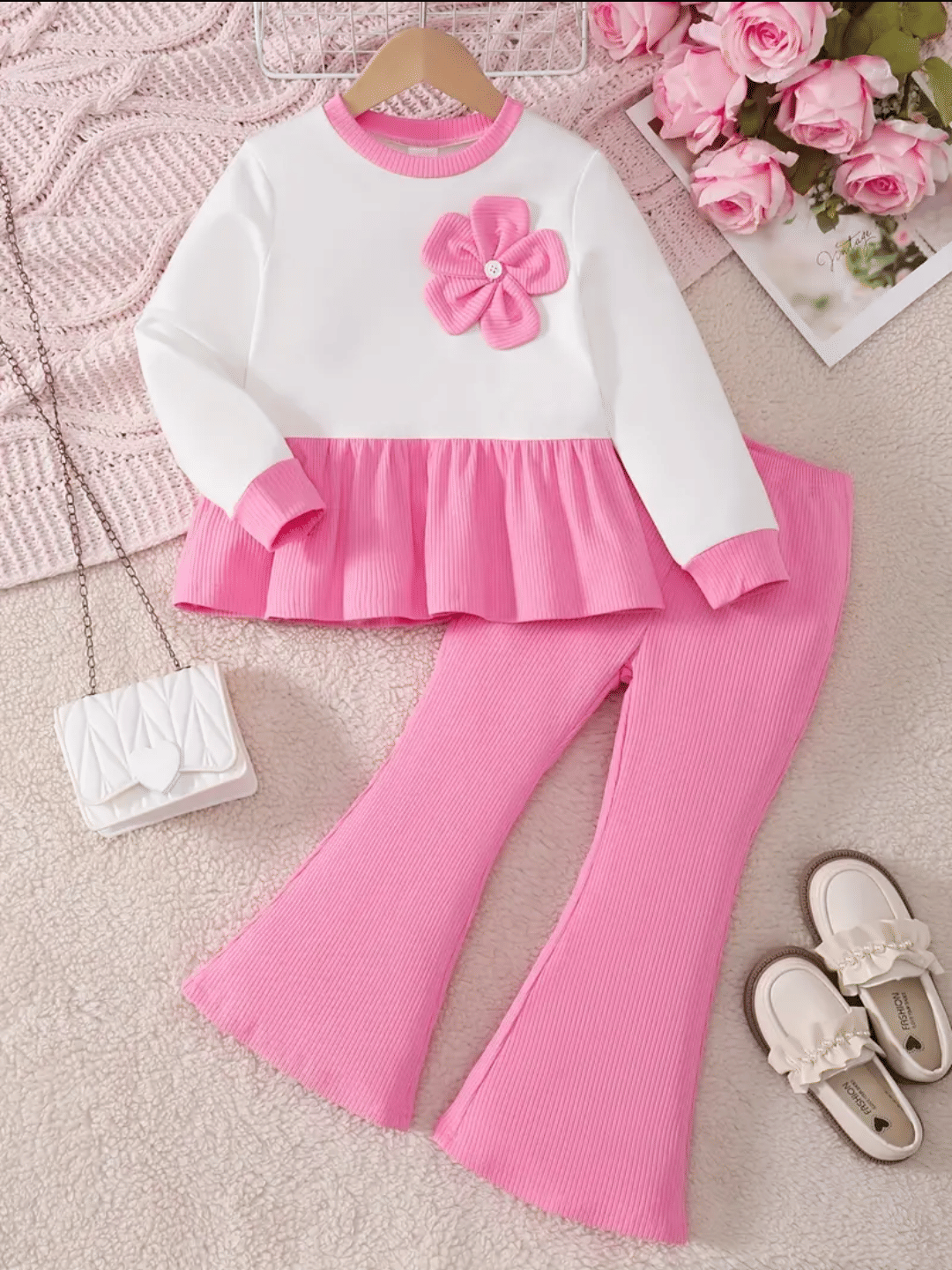     			R.POLO Pack of 1 Girls Cotton Blend T-shirt & Pants ( White,Pink )