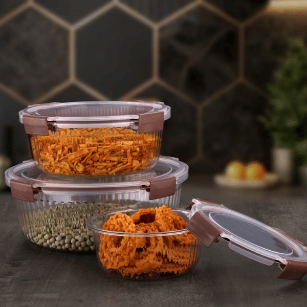 SWASTIK ENTERPRISE round 3pcs container Plastic Transparent Food Container ( Set of 3 ) SWASTIK ENTERPRISE round 3pcs container Plastic Transparent Food Container ( Set of 3 )