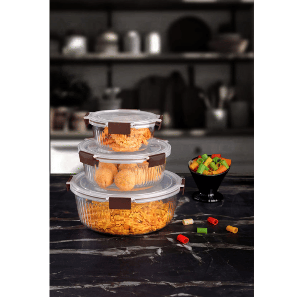     			SWASTIK ENTERPRISE round 3pcs container Plastic Transparent Food Container ( Set of 3 )