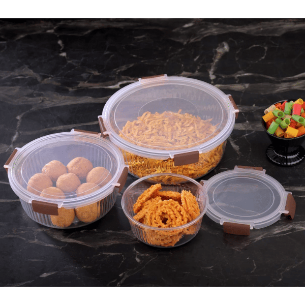     			SWASTIK ENTERPRISE round 3pcs container Plastic Transparent Food Container ( Set of 3 )