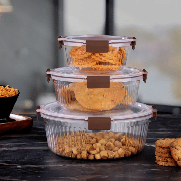 SWASTIK ENTERPRISE round 3pcs container Plastic Transparent Food Container ( Set of 3 ) SWASTIK ENTERPRISE round 3pcs container Plastic Transparent Food Container ( Set of 3 )