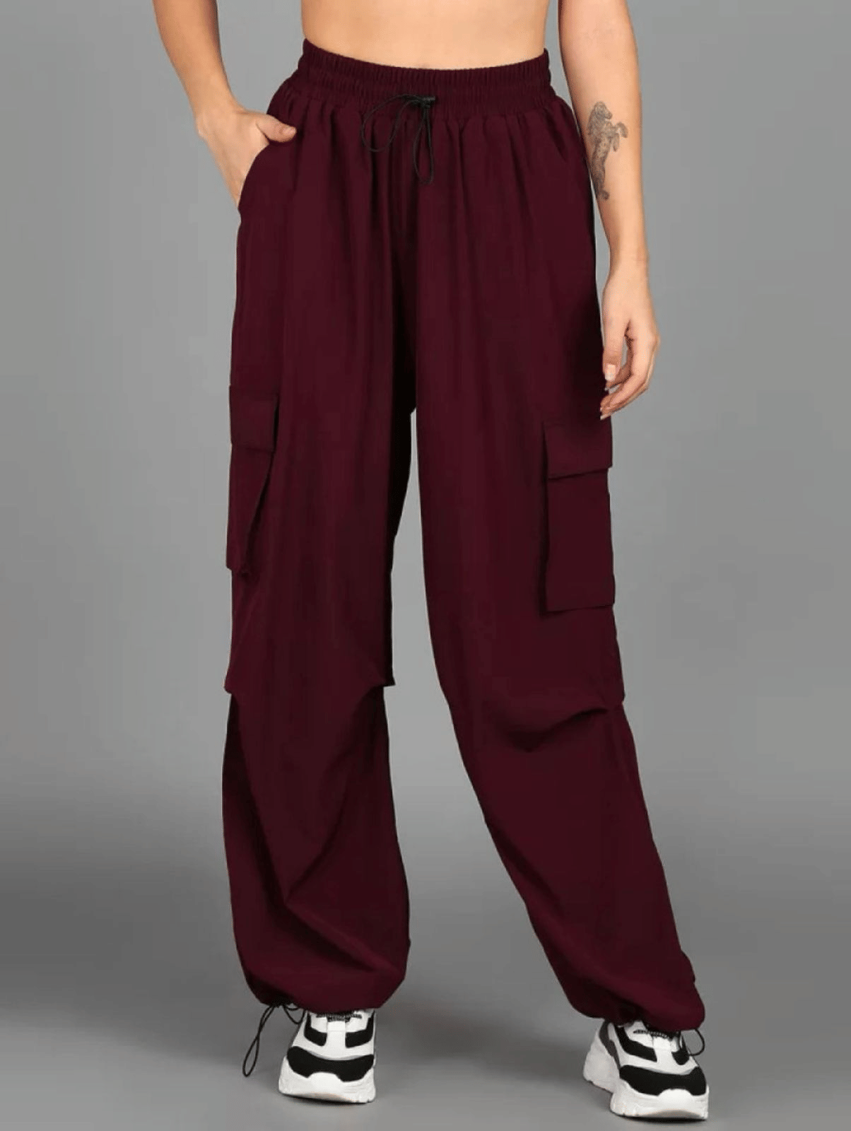     			VEAMOS Women Cotton Blend Cargos Trousers ( Maroon )
