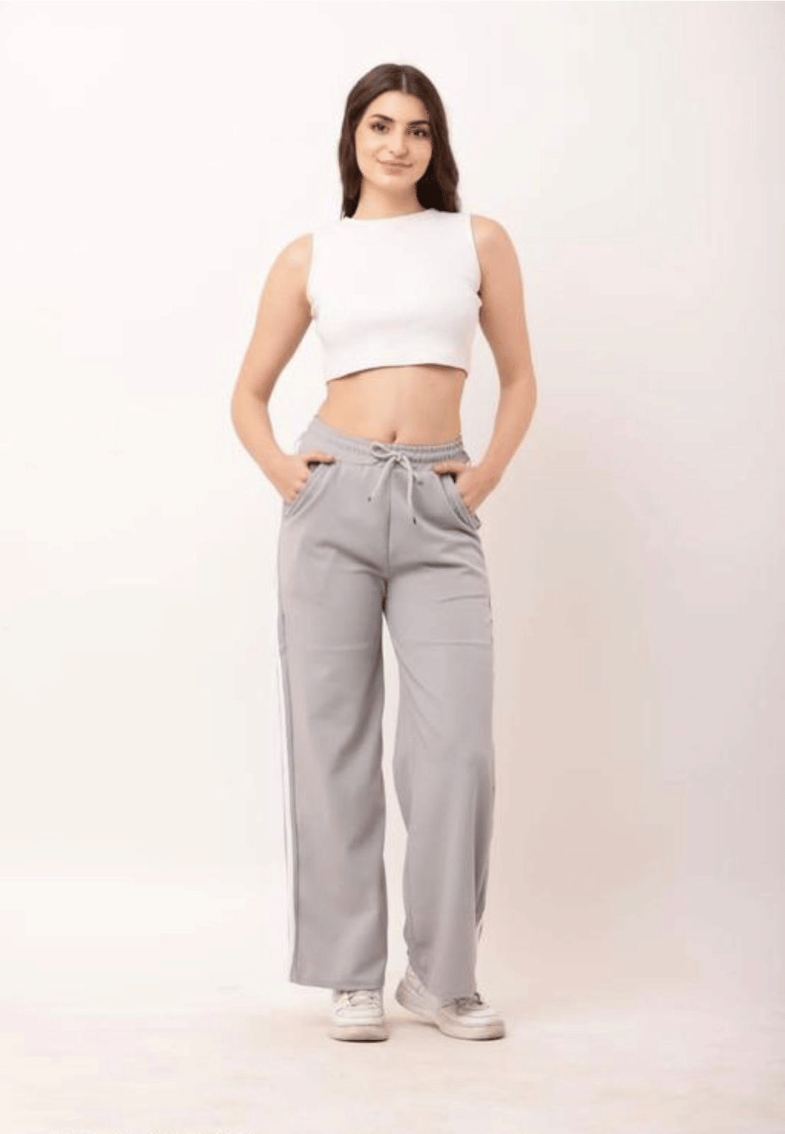     			VEAMOS Women Cotton Blend Casual Trousers ( Grey )