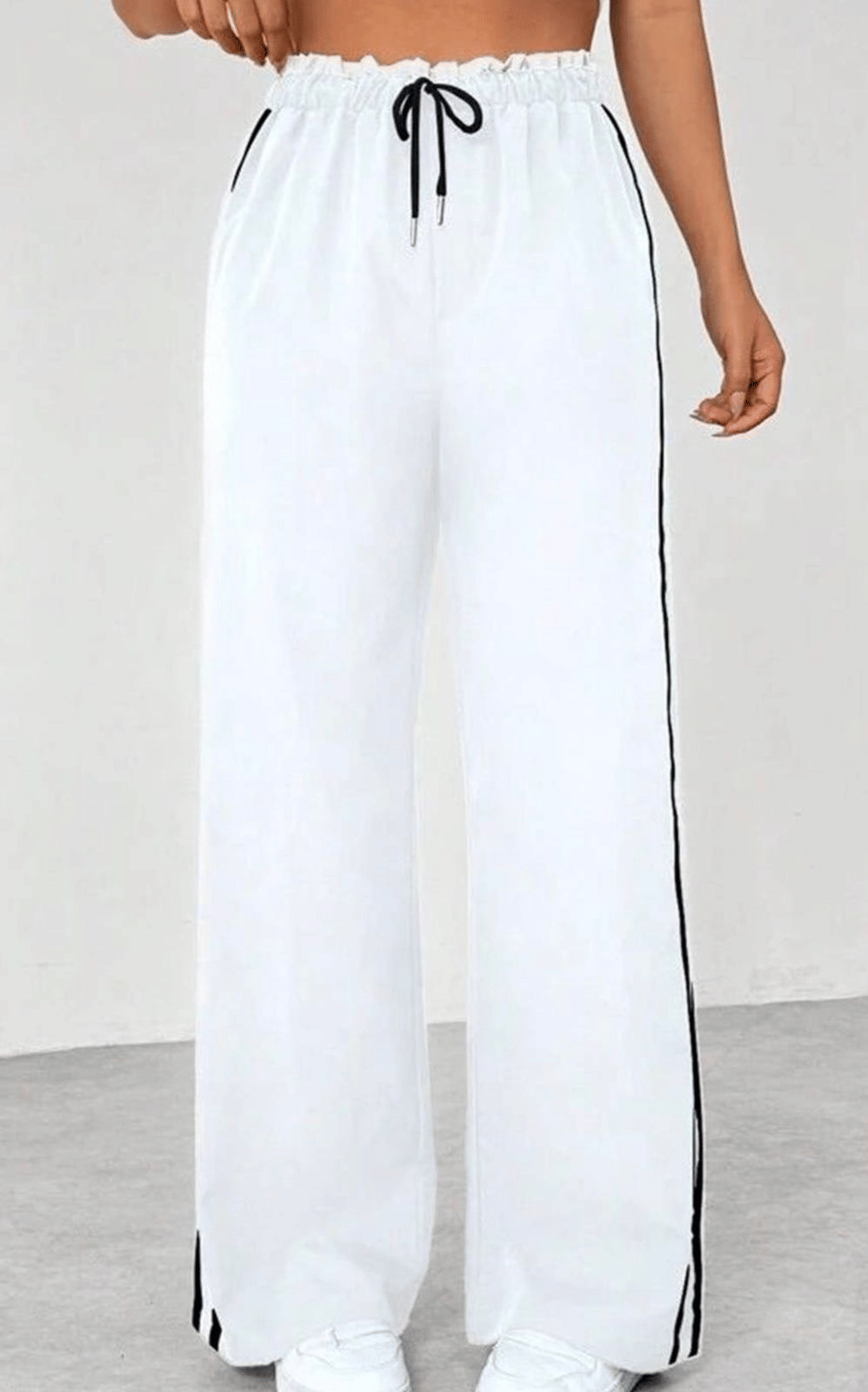     			VEAMOS Women Cotton Blend Korean Trousers ( White )