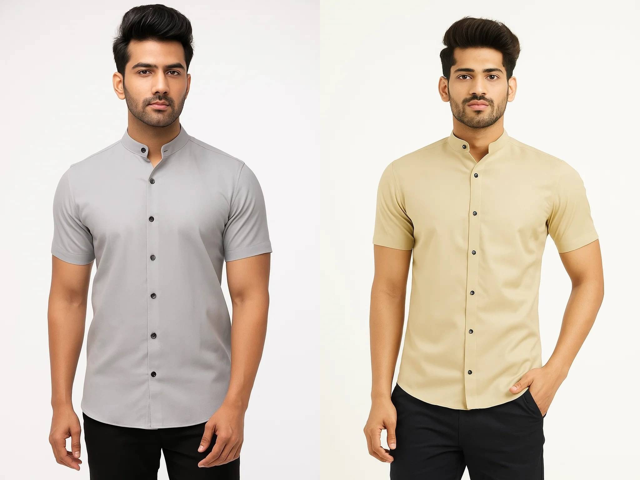     			VIMASUTI Cotton Blend Regular Fit Solids Half Sleeves Men's Casual Shirt - Grey ( Pack of 2 )