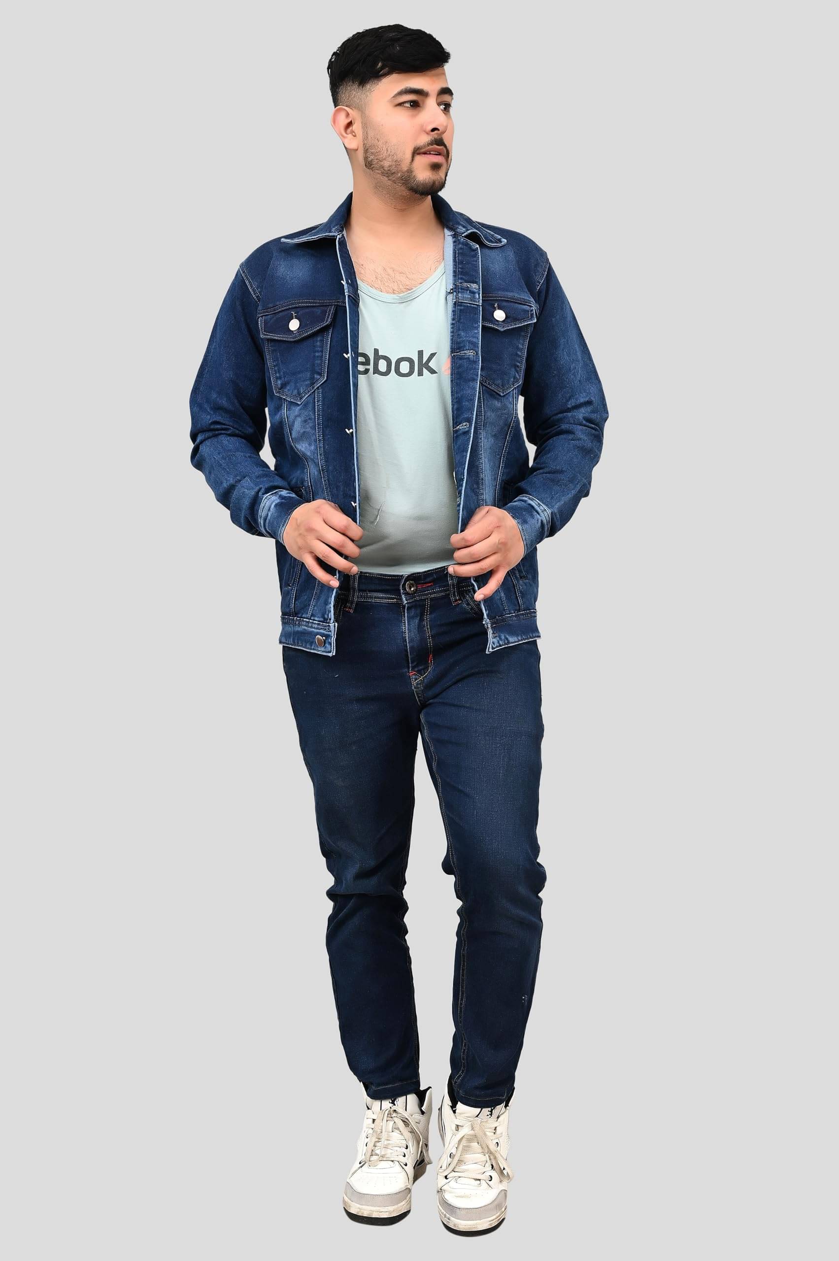 hibok Cotton Blend Men's Denim Jacket - Blue ( Pack of 1 )     			hibok Cotton Blend Men's Denim Jacket - Blue ( Pack of 1 )