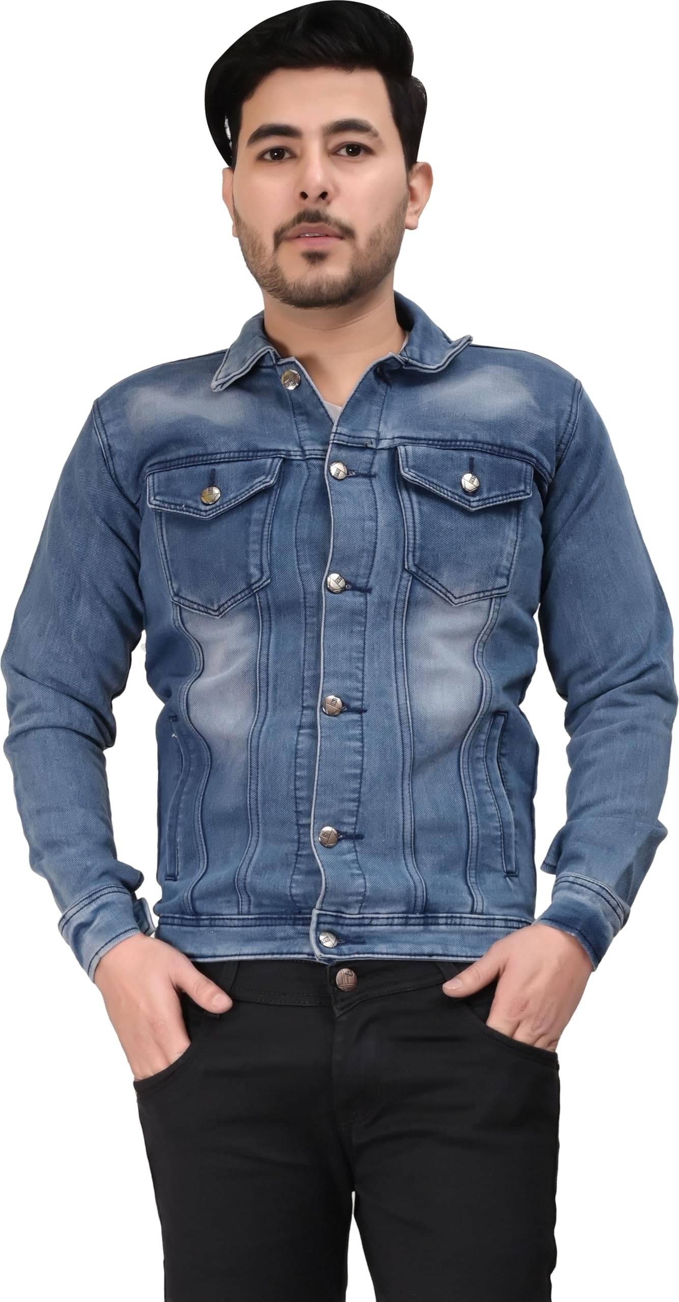 hibok Cotton Blend Men's Denim Jacket - Blue ( Pack of 1 )     			hibok Cotton Blend Men's Denim Jacket - Blue ( Pack of 1 )