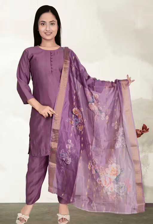 one amore Women Silk Blend Solid Straight Kurti With Pants ( Wine )     			one amore Women Silk Blend Solid Straight Kurti With Pants ( Wine )