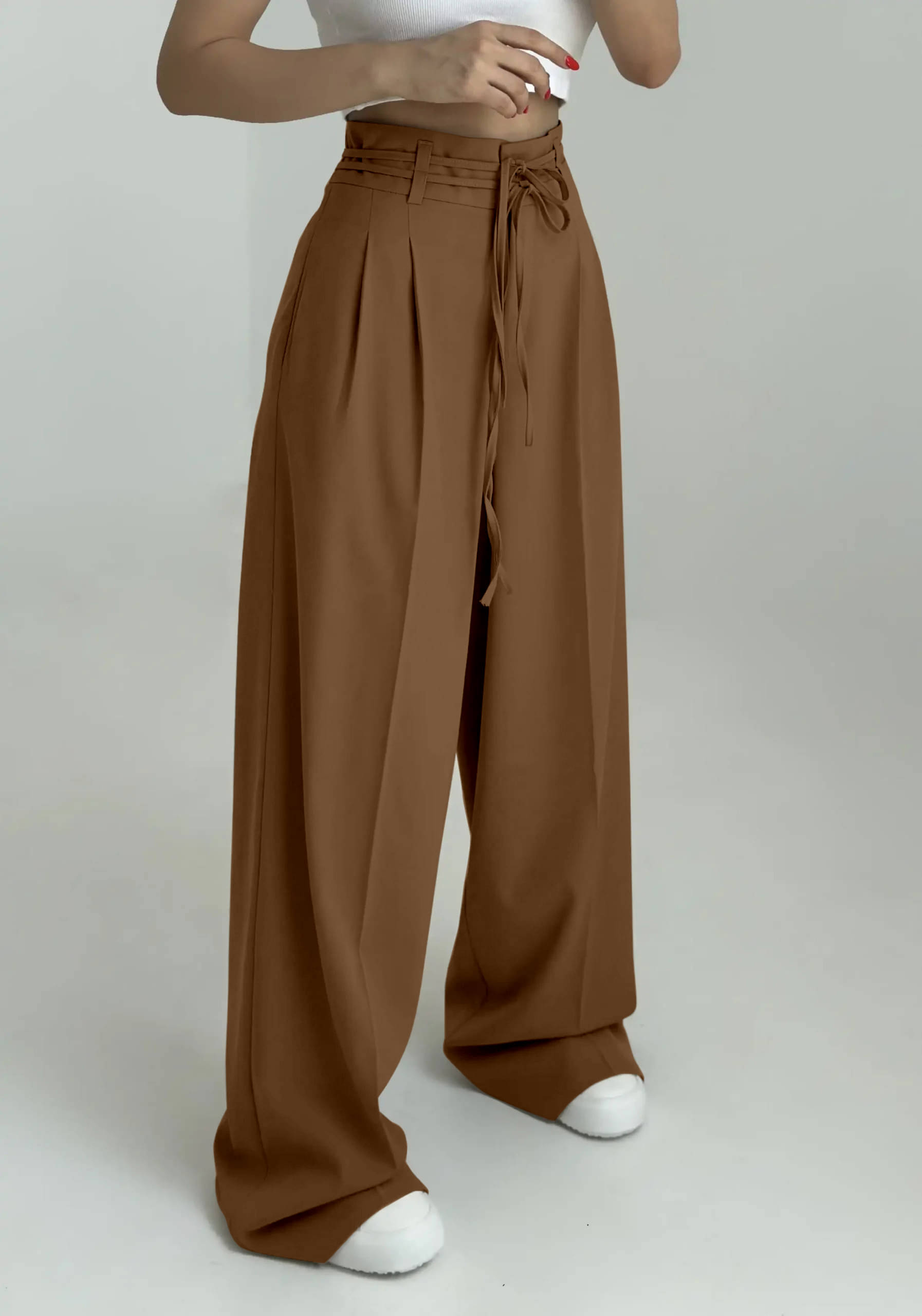     			Aahwan Women Cotton Blend Casual Trousers ( Brown )