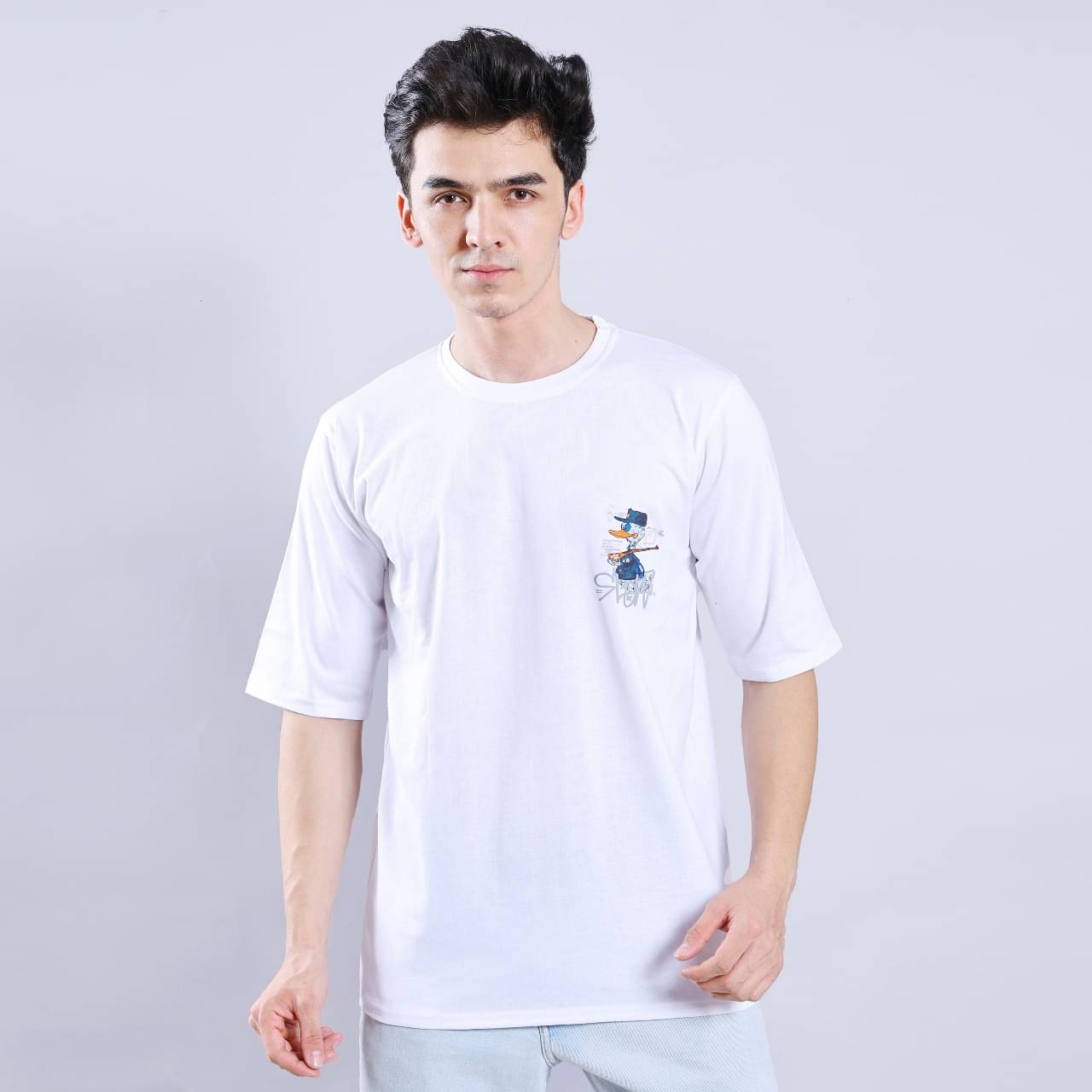 Ashish Men 100% Cotton Oversized Fit Printed T-Shirt ( White ) Ashish Men 100% Cotton Oversized Fit Printed T-Shirt ( White )