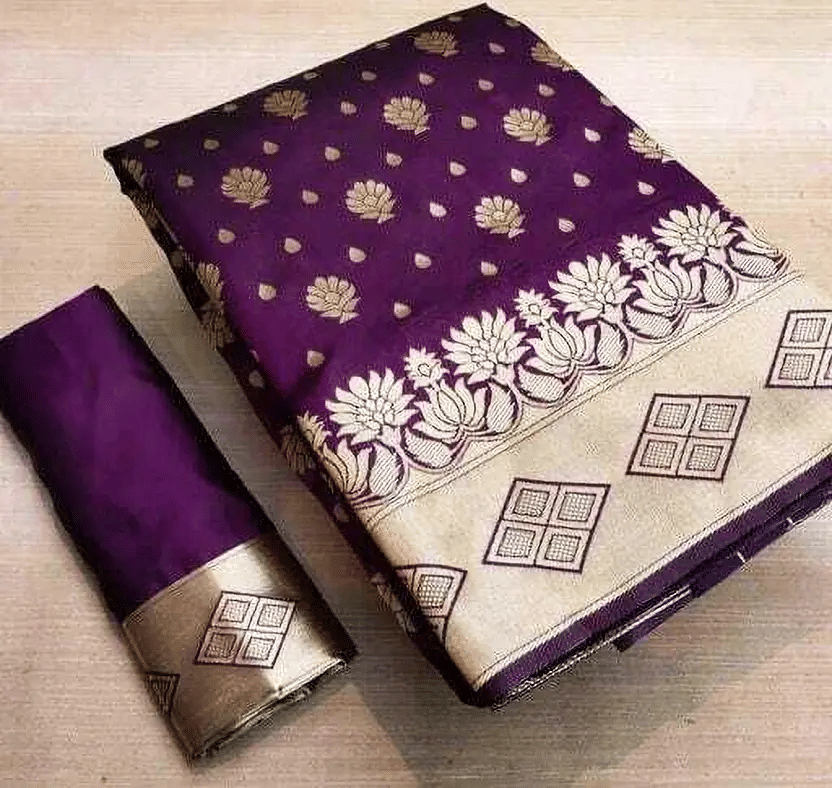 Aurasilk Jacquard Woven Design Banarasi saree With Unstitched Blouse Piece ( Purple )     			Aurasilk Jacquard Woven Design Banarasi saree With Unstitched Blouse Piece ( Purple )