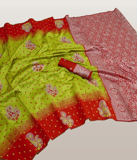 Aurasilk Jacquard Woven Design Pochampally Ikkat Saree With Unstitched Blouse Piece ( Red ) Aurasilk Jacquard Woven Design Pochampally Ikkat Saree With Unstitched Blouse Piece ( Red )