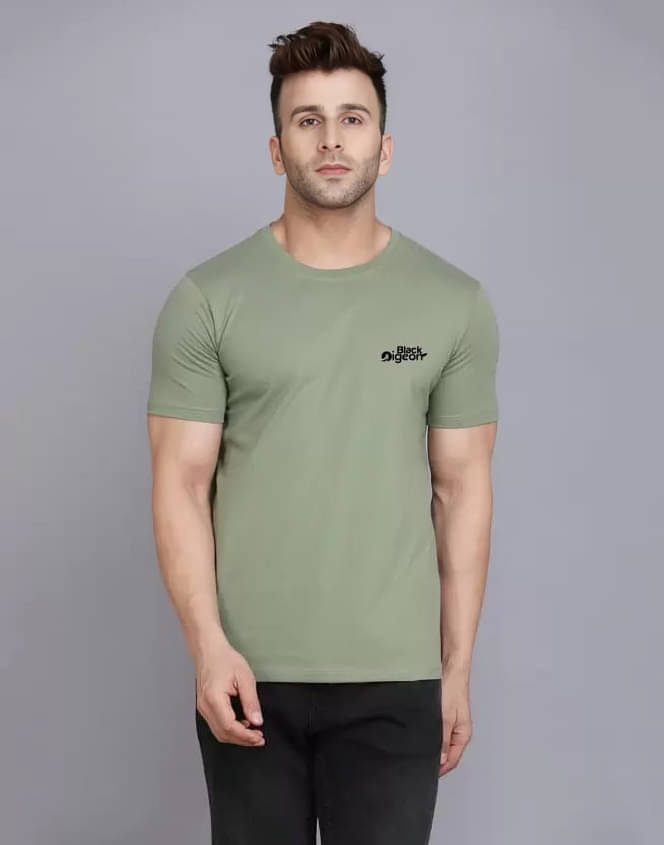Black Pigeon Men Cotton Regular Fit Solid T-Shirt ( Light Green )     			Black Pigeon Men Cotton Regular Fit Solid T-Shirt ( Light Green )
