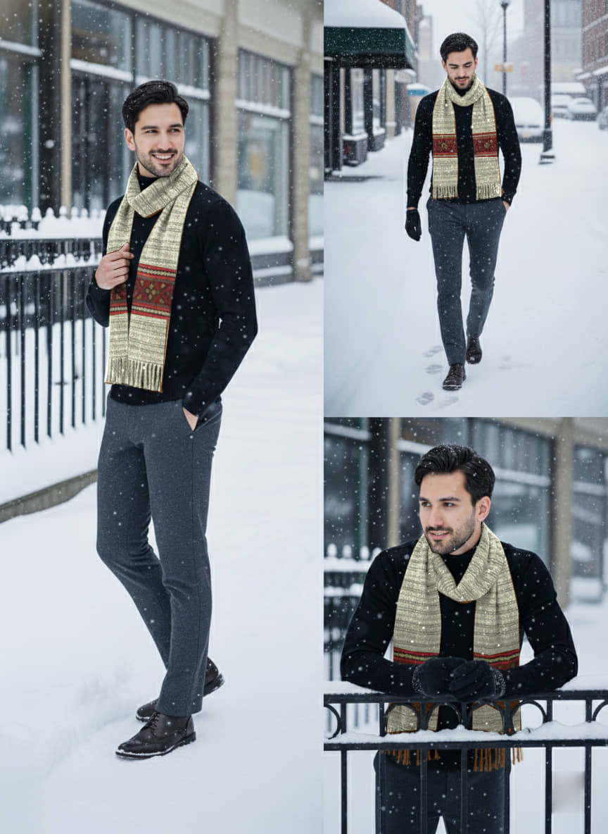 CAT BUNNY Cream Woolen Men's Scarves ( Pack of 1 ) - Jewellery Sets | Buy online on ZillyBuy