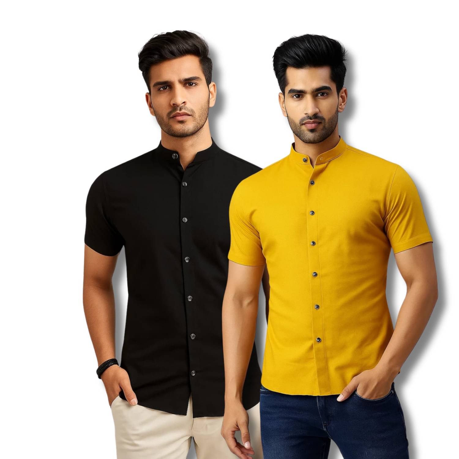     			CROWNTAIL Cotton Blend Regular Fit Solids Half Sleeves Men's Casual Shirt - Black ( Pack of 2 )