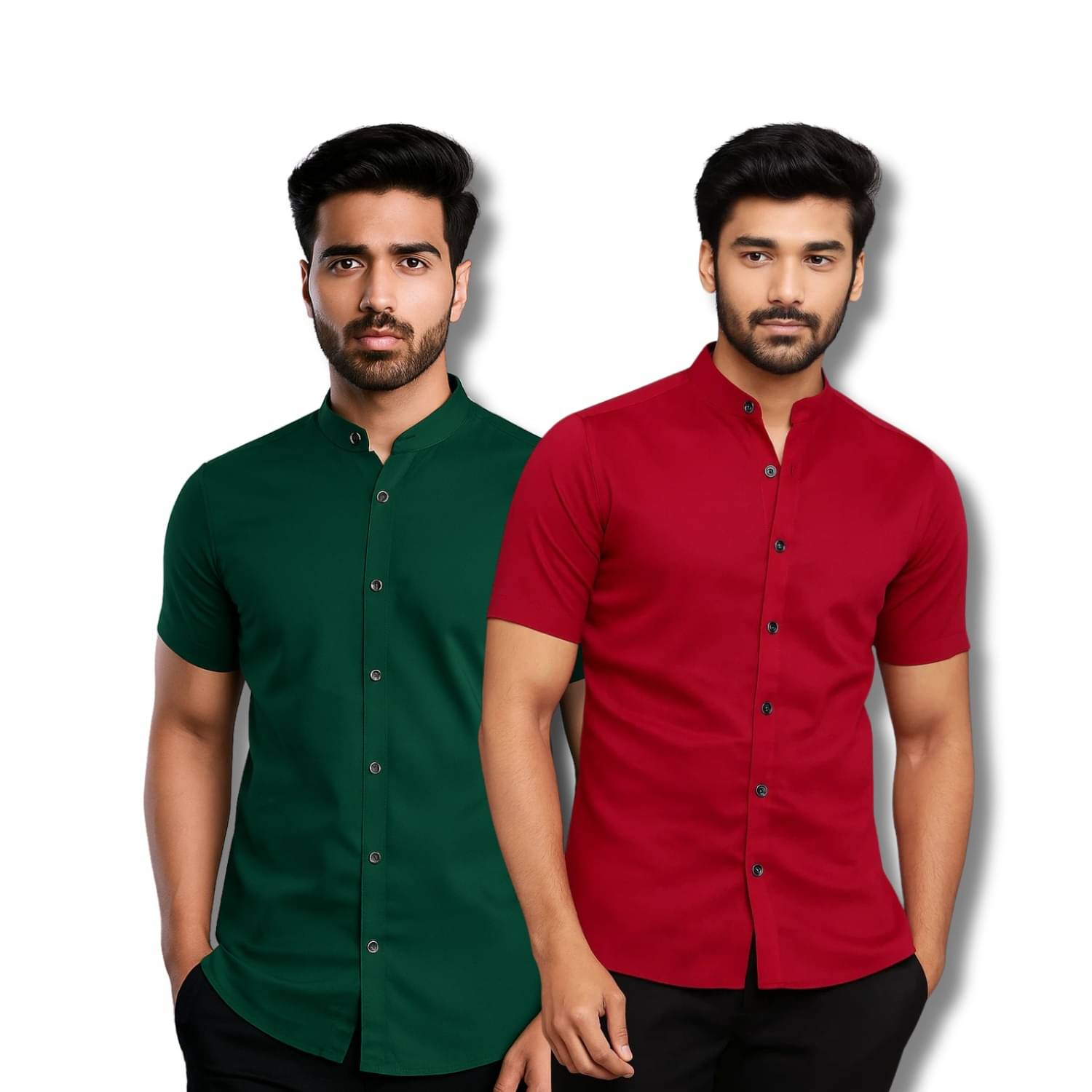 CROWNTAIL Cotton Blend Regular Fit Solids Half Sleeves Men's Casual Shirt - Green ( Pack of 2 )     			CROWNTAIL Cotton Blend Regular Fit Solids Half Sleeves Men's Casual Shirt - Green ( Pack of 2 )