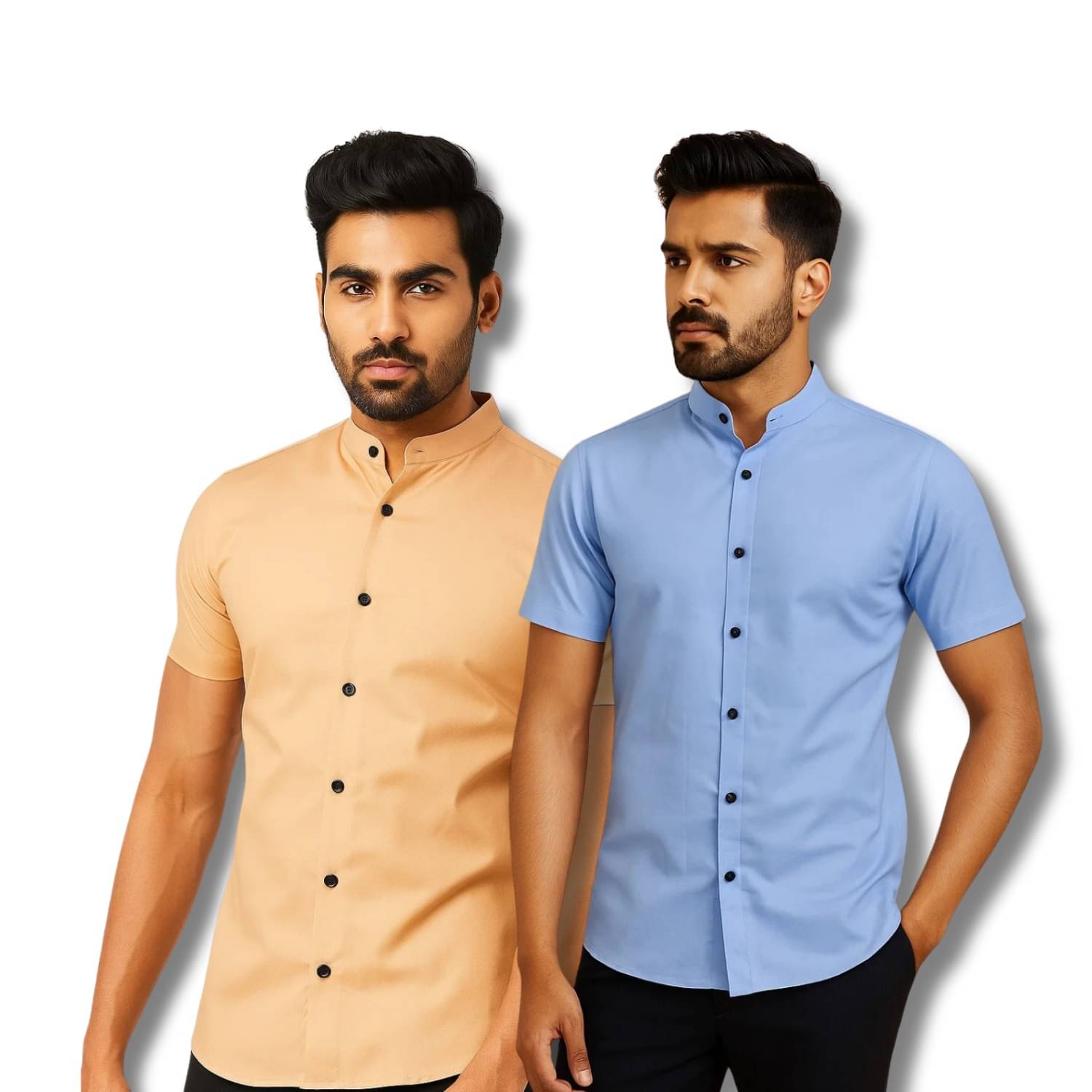     			CROWNTAIL Cotton Blend Regular Fit Solids Half Sleeves Men's Casual Shirt - Orange ( Pack of 2 )