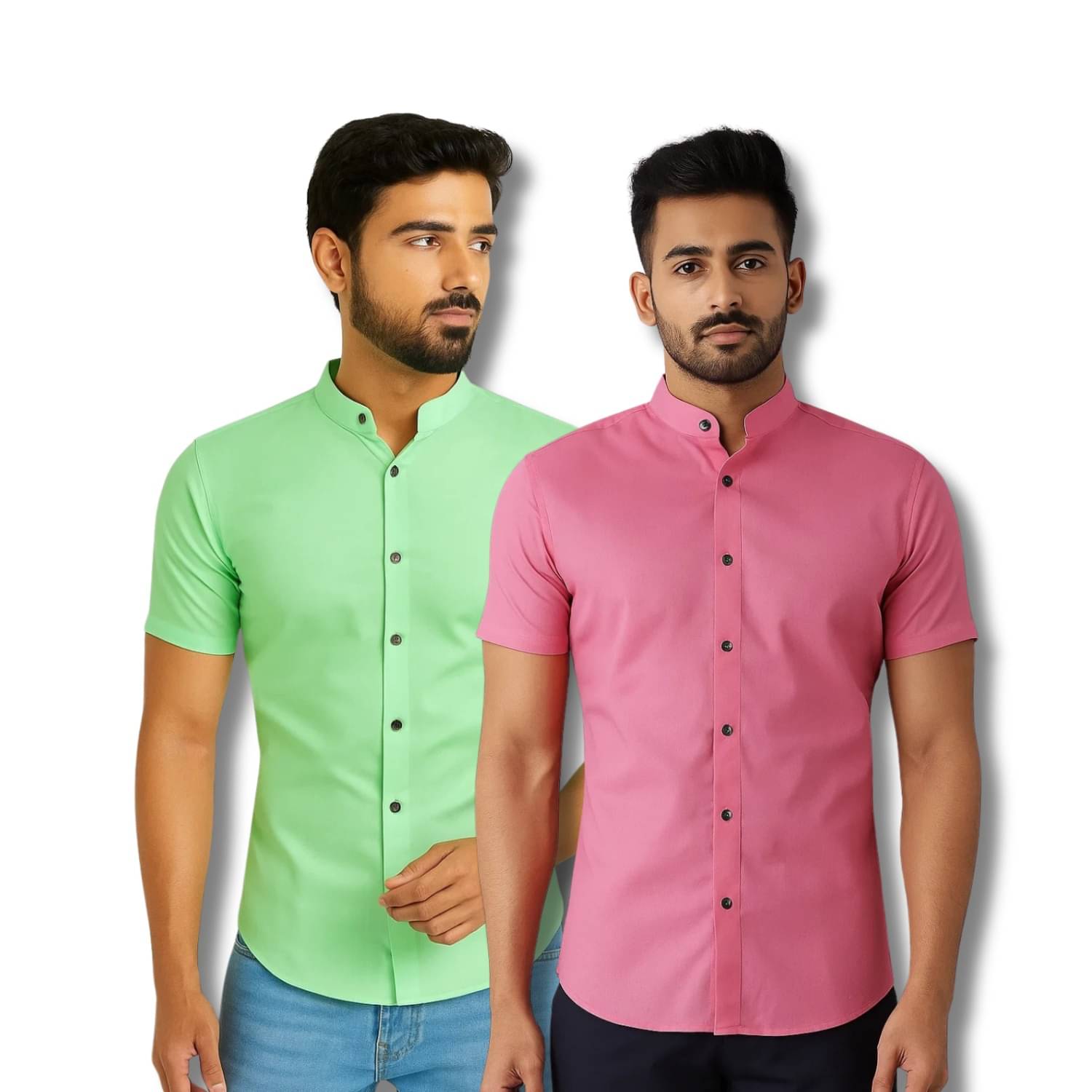 CROWNTAIL Cotton Blend Regular Fit Solids Half Sleeves Men's Casual Shirt - Lime Green ( Pack of 2 ) CROWNTAIL Cotton Blend Regular Fit Solids Half Sleeves Men's Casual Shirt - Lime Green ( Pack of 2 )