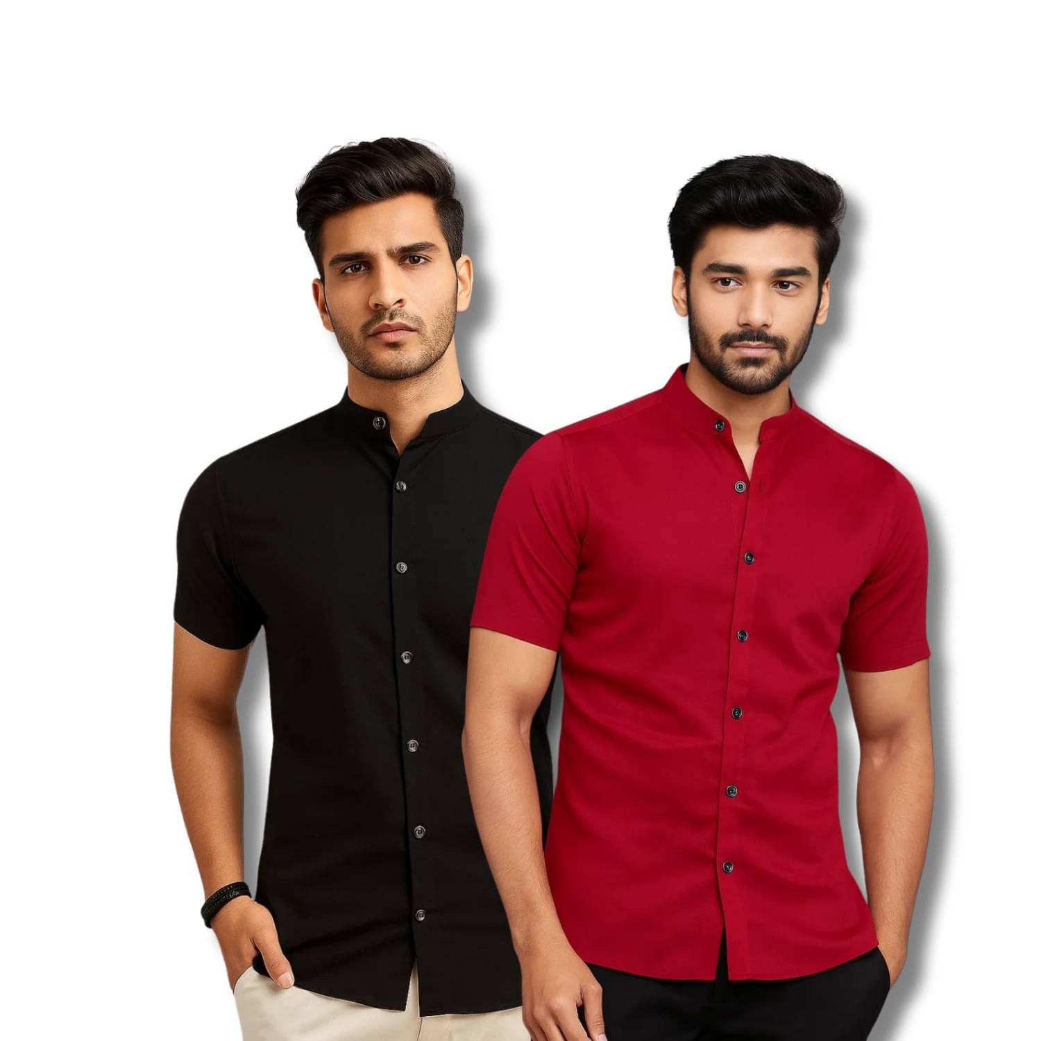     			CROWNTAIL Cotton Blend Regular Fit Solids Half Sleeves Men's Casual Shirt - Black ( Pack of 2 )