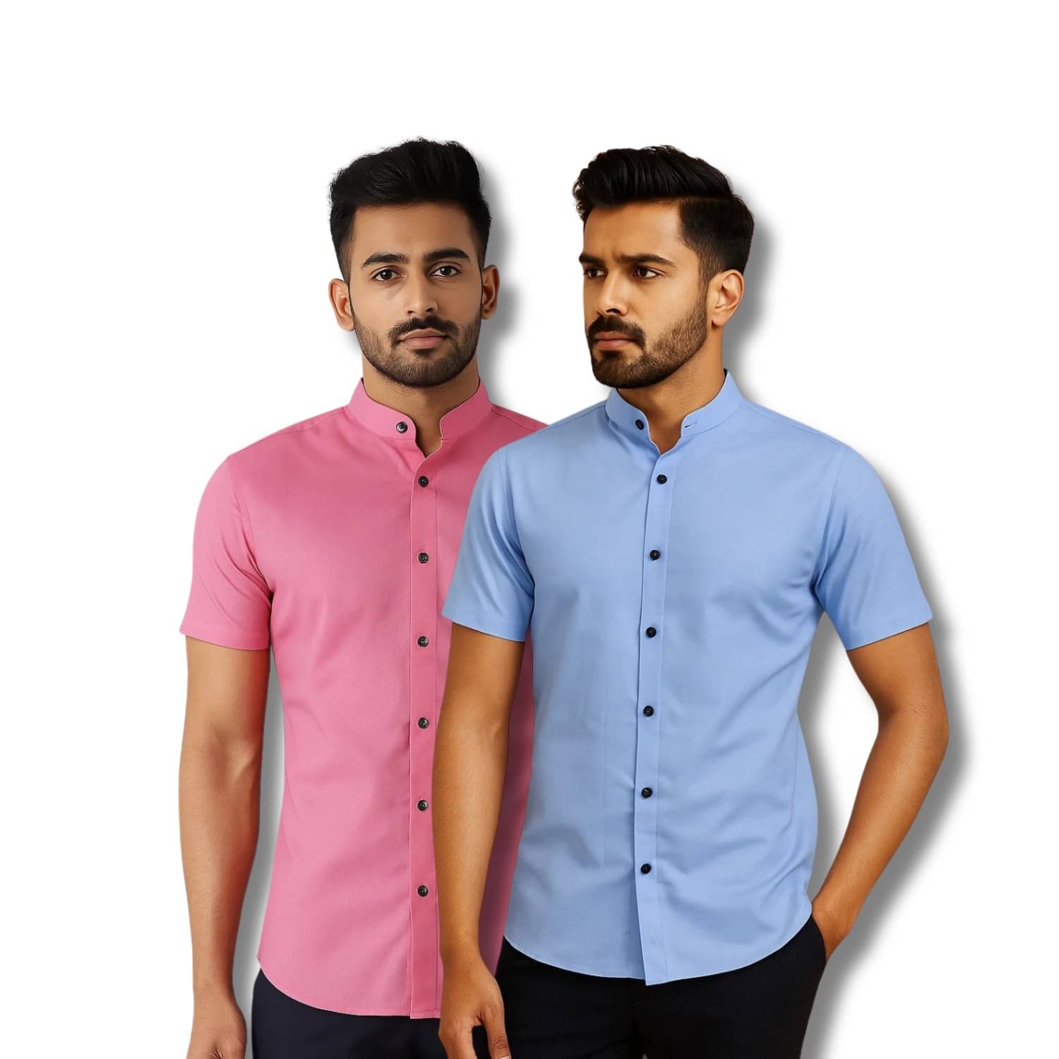 CROWNTAIL Cotton Blend Regular Fit Solids Half Sleeves Men's Casual Shirt - Peach ( Pack of 2 )     			CROWNTAIL Cotton Blend Regular Fit Solids Half Sleeves Men's Casual Shirt - Peach ( Pack of 2 )