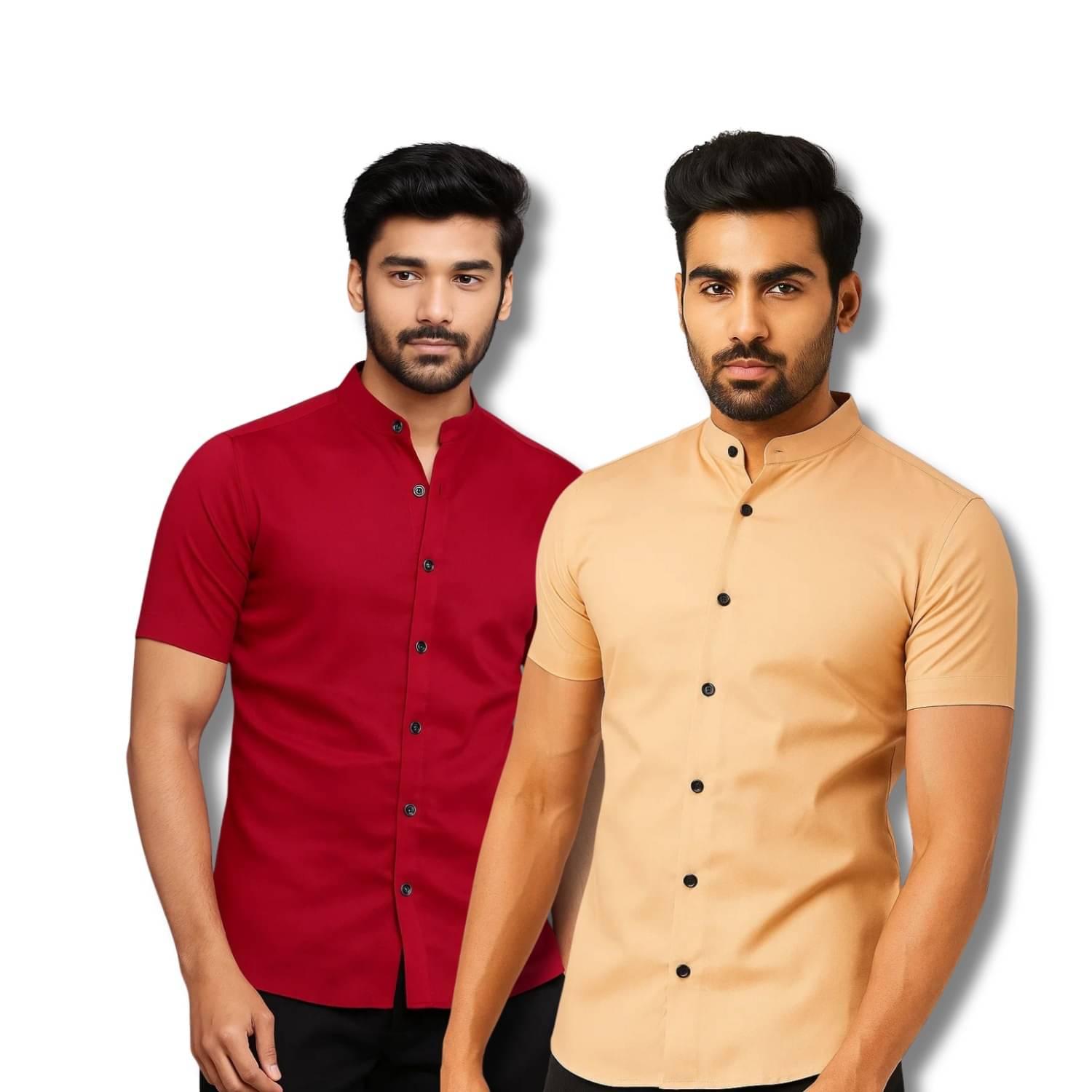     			CROWNTAIL Cotton Blend Regular Fit Solids Half Sleeves Men's Casual Shirt - Maroon ( Pack of 2 )