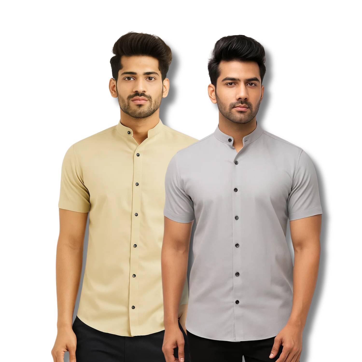 CROWNTAIL Cotton Blend Regular Fit Solids Half Sleeves Men's Casual Shirt - Beige ( Pack of 2 ) CROWNTAIL Cotton Blend Regular Fit Solids Half Sleeves Men's Casual Shirt - Beige ( Pack of 2 )