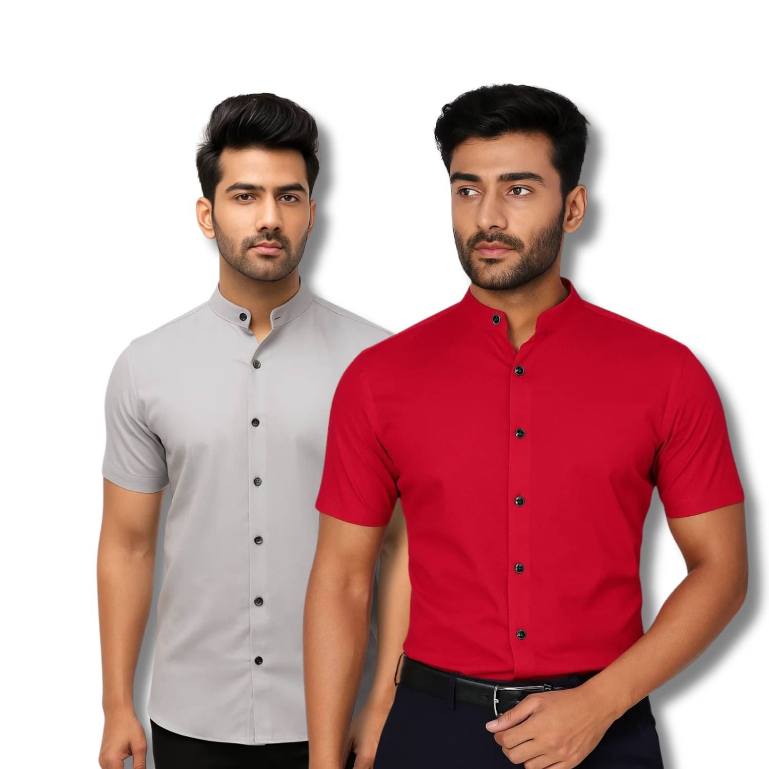 CROWNTAIL Cotton Blend Regular Fit Solids Half Sleeves Men's Casual Shirt - Grey ( Pack of 2 )     			CROWNTAIL Cotton Blend Regular Fit Solids Half Sleeves Men's Casual Shirt - Grey ( Pack of 2 )