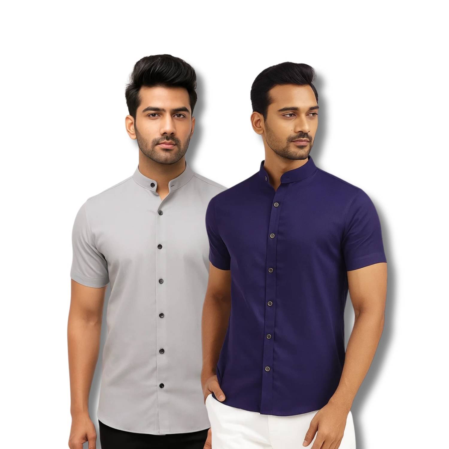 CROWNTAIL Cotton Blend Regular Fit Solids Half Sleeves Men's Casual Shirt - Grey ( Pack of 2 )     			CROWNTAIL Cotton Blend Regular Fit Solids Half Sleeves Men's Casual Shirt - Grey ( Pack of 2 )