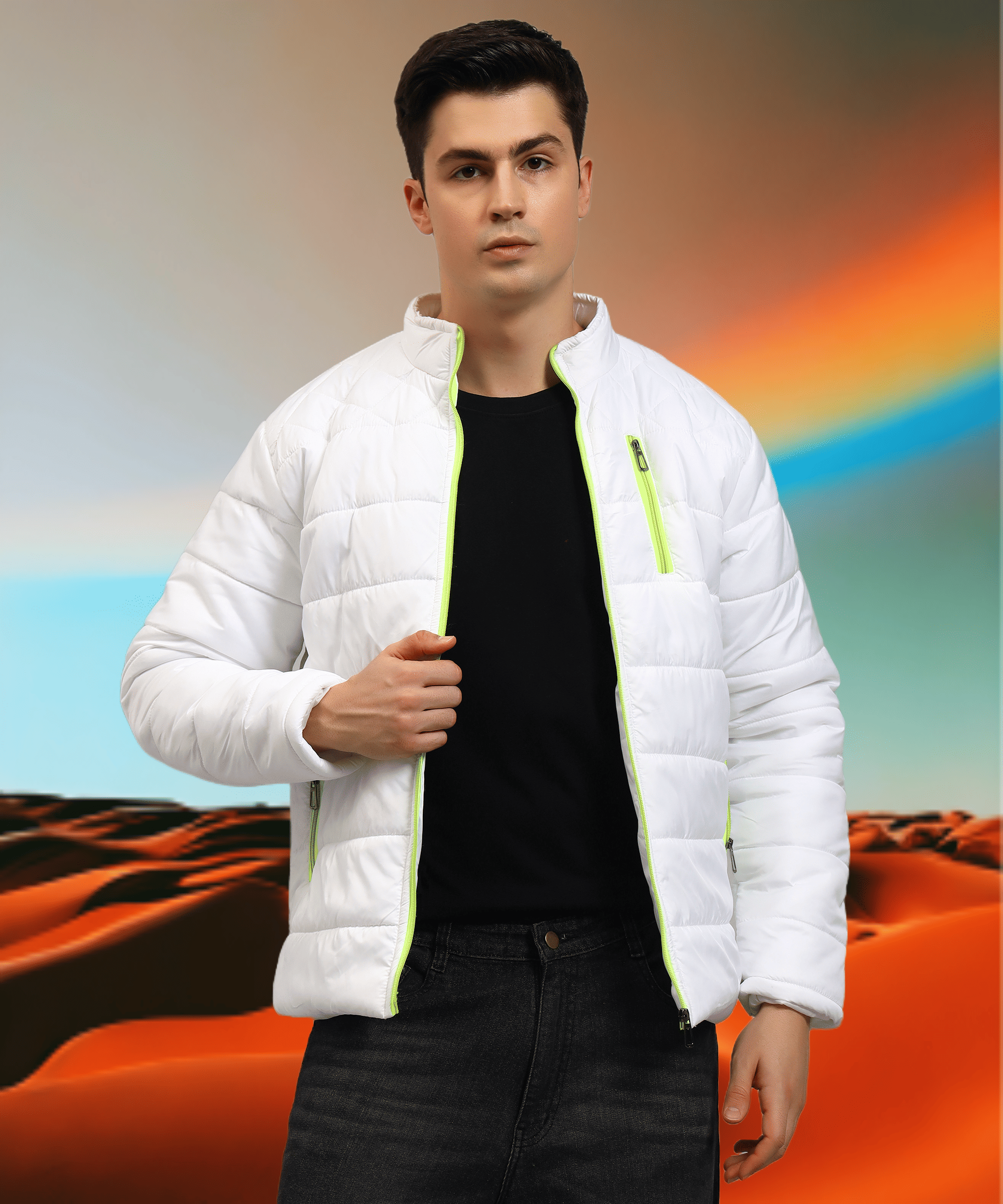    			Christy World Nylon Men's Quilted & Bomber Jacket - White ( Pack of 1 )
