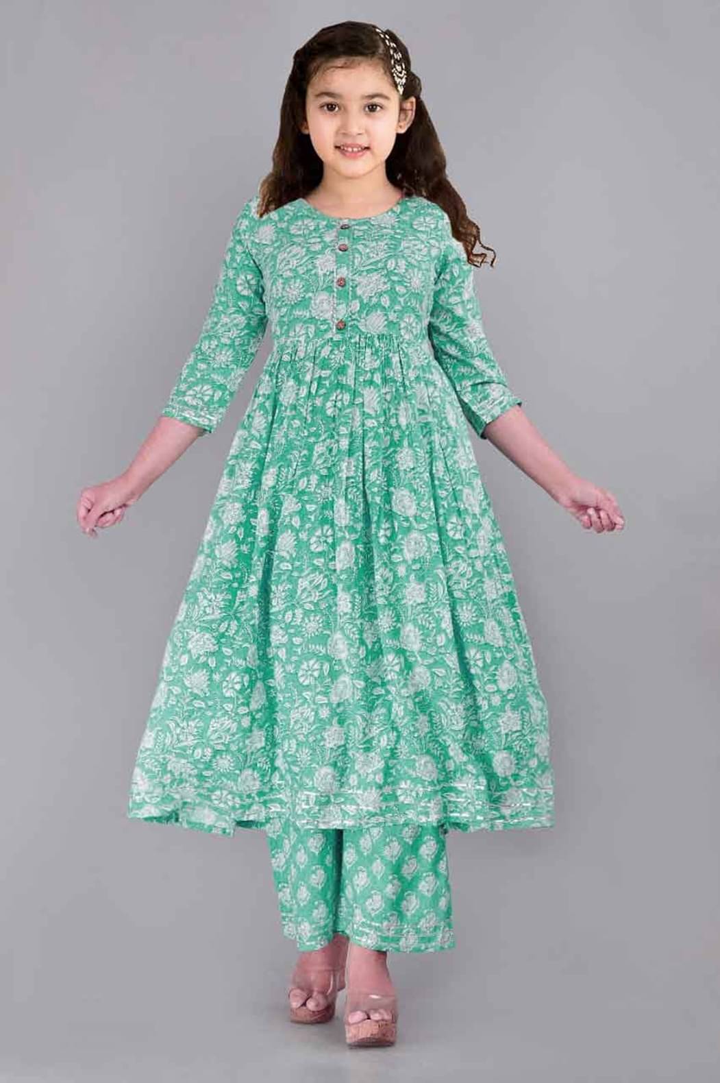     			Deepkala Designer Girls Cotton Blend Kurti with Pants ( Pack of 1 , Light Blue )