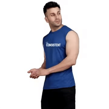 EVASTU Men Polyester Regular Fit Printed T-Shirt ( Blue )     			EVASTU Men Polyester Regular Fit Printed T-Shirt ( Blue )