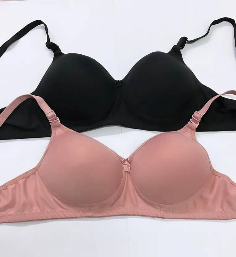 FOOTLEAP Pack of 2 Cotton Blend Lightly Padded T-Shirt Bra For Women ( Multicolor 3 )
