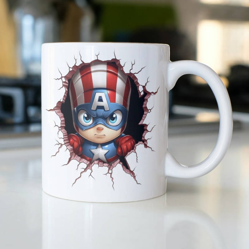     			Half Engineer Gifts - HE Cap Amaerica Printed Graphic Ceramic Coffee Mug 325 mL ( Pack of 1 )