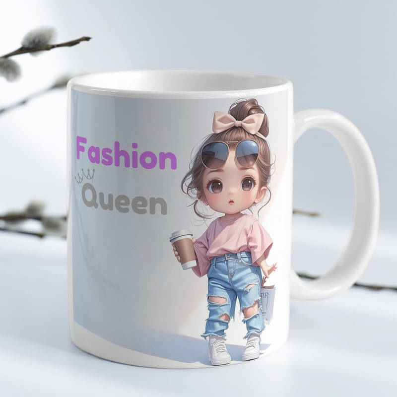 Half Engineer Gifts - HE Fashion Queen Girl Graphic Ceramic Coffee Mug 325 mL ( Pack of 1 ) Half Engineer Gifts - HE Fashion Queen Girl Graphic Ceramic Coffee Mug 325 mL ( Pack of 1 )