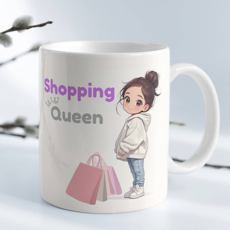     			Half Engineer Gifts - HE Shopping Queen Graphic Ceramic Coffee Mug 325 mL ( Pack of 1 )
