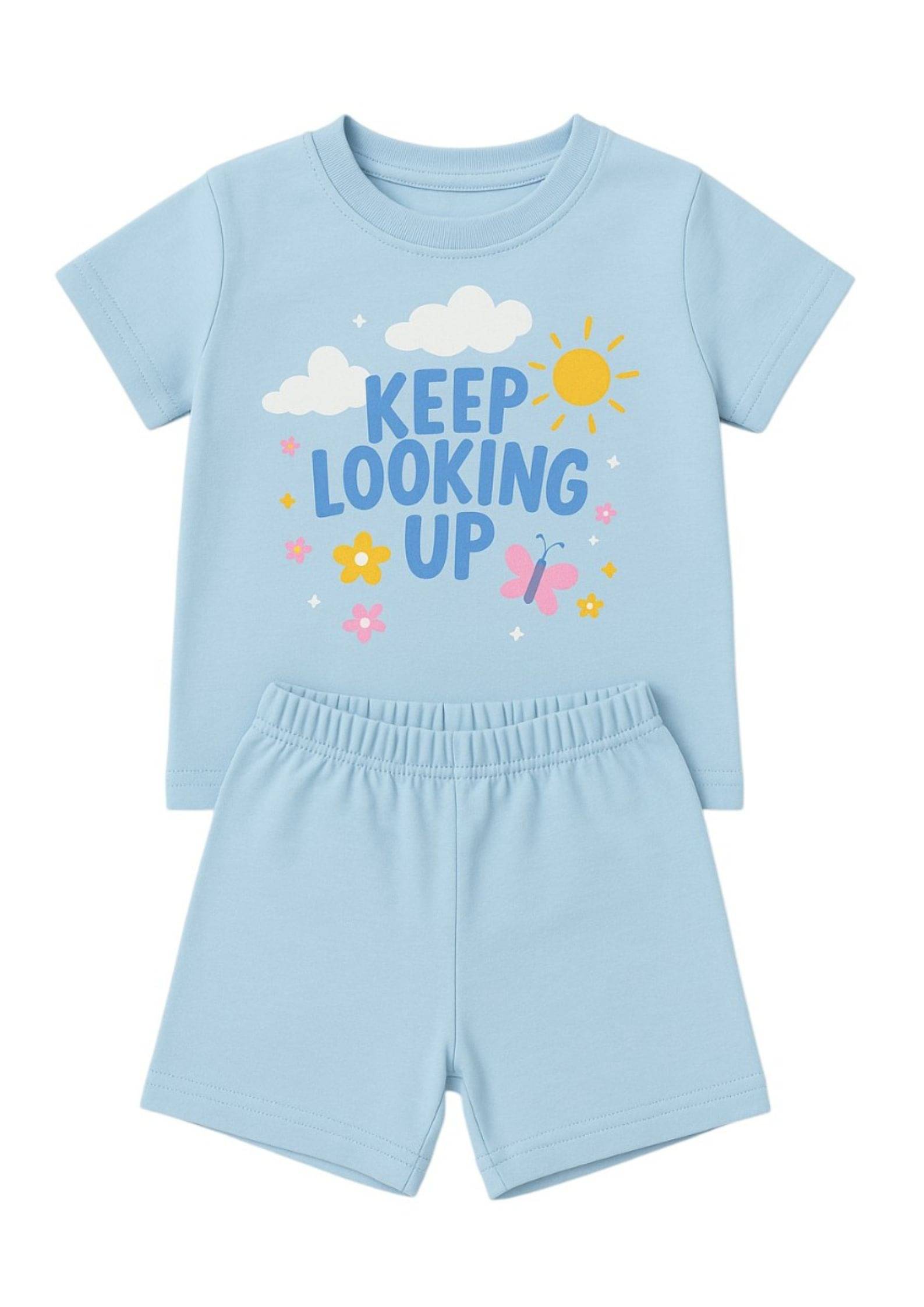     			HuggleBug Pack of 1 Baby Girls Cotton T-shirt & Shorts ( Light Blue )