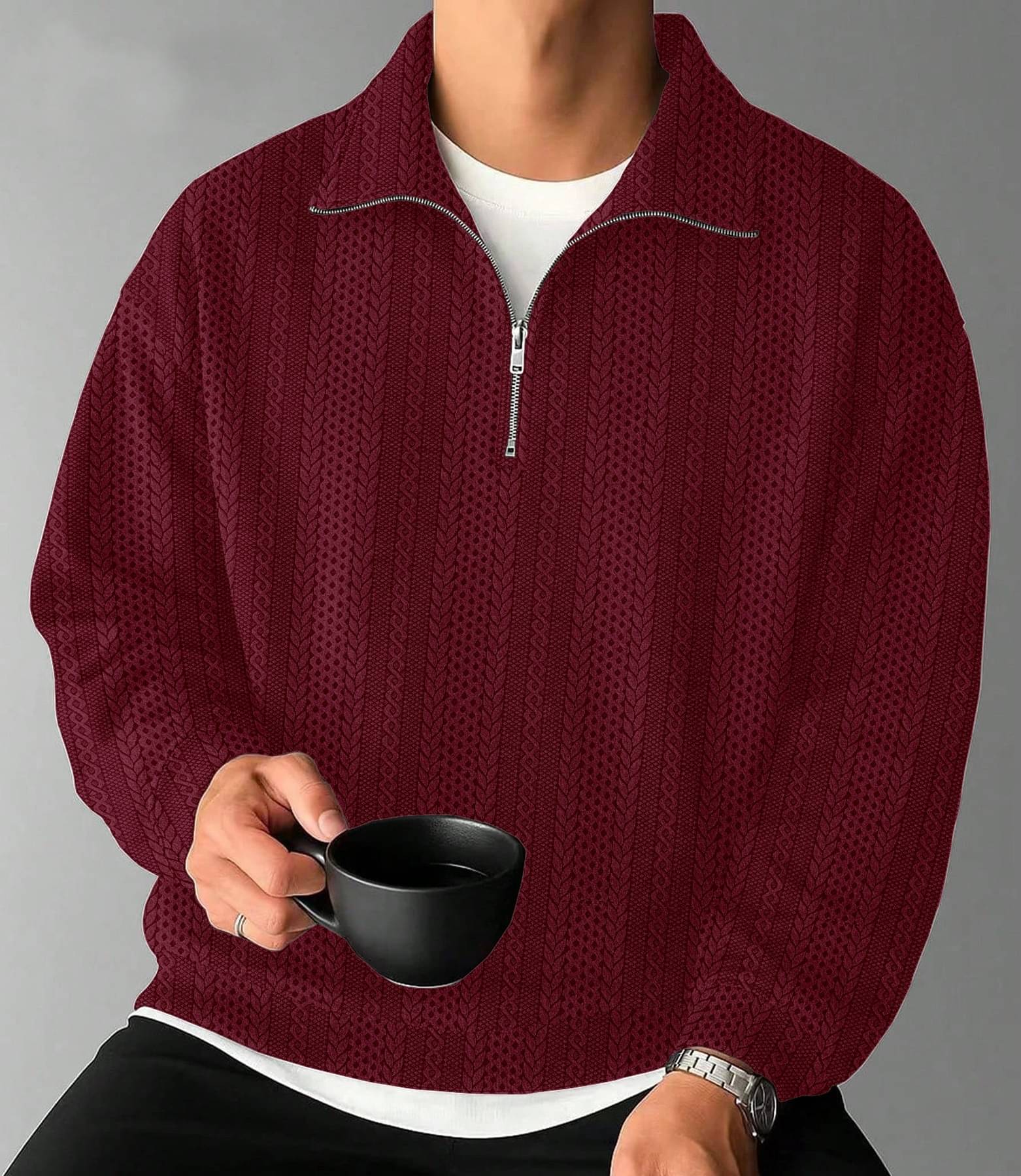 KAJARU Cotton Blend Polo Collar Men's Sweatshirt - Maroon ( Pack of 1 )     			KAJARU Cotton Blend Polo Collar Men's Sweatshirt - Maroon ( Pack of 1 )