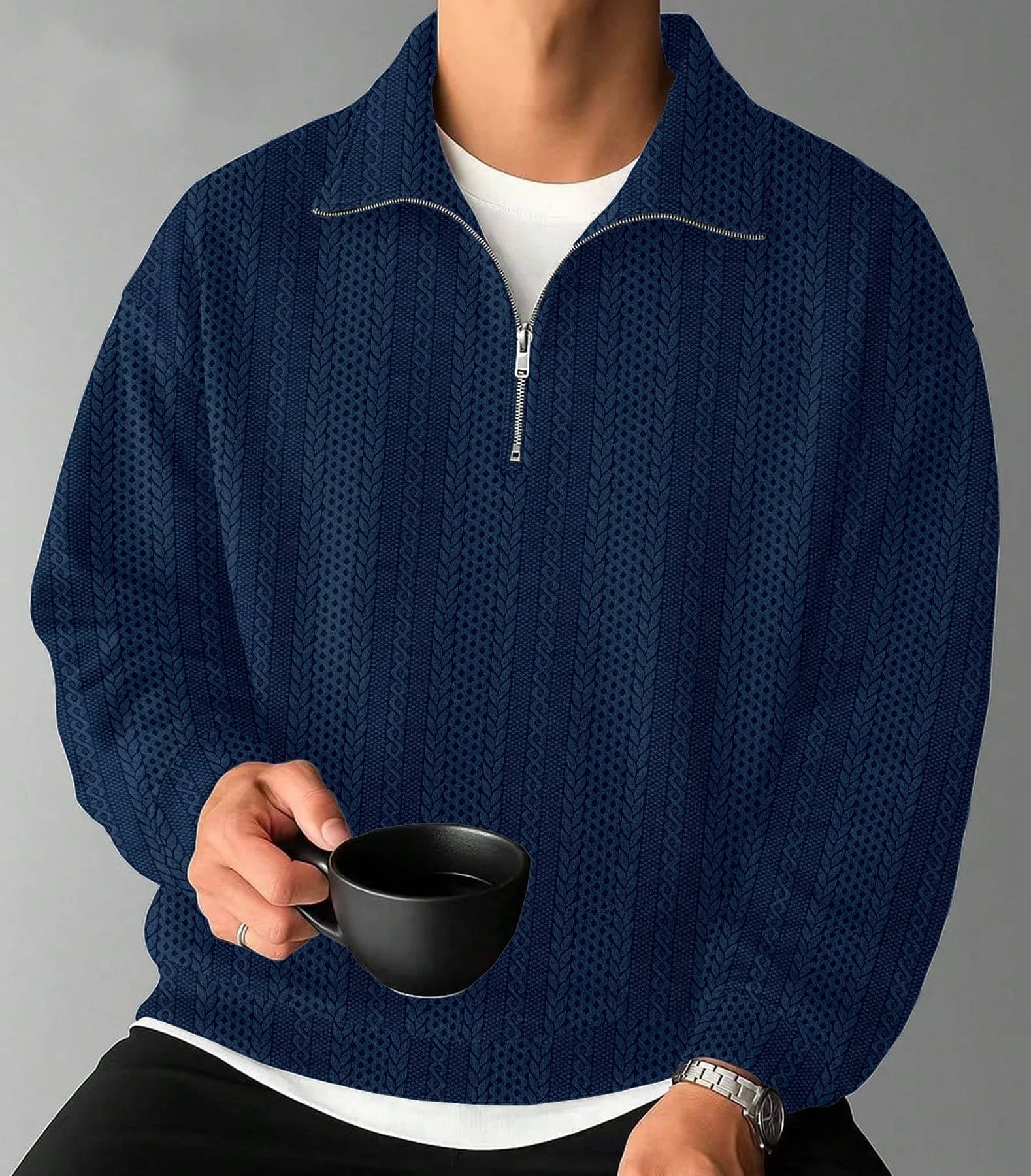 KAJARU Cotton Blend Polo Collar Men's Sweatshirt - Dark Blue ( Pack of 1 )     			KAJARU Cotton Blend Polo Collar Men's Sweatshirt - Dark Blue ( Pack of 1 )