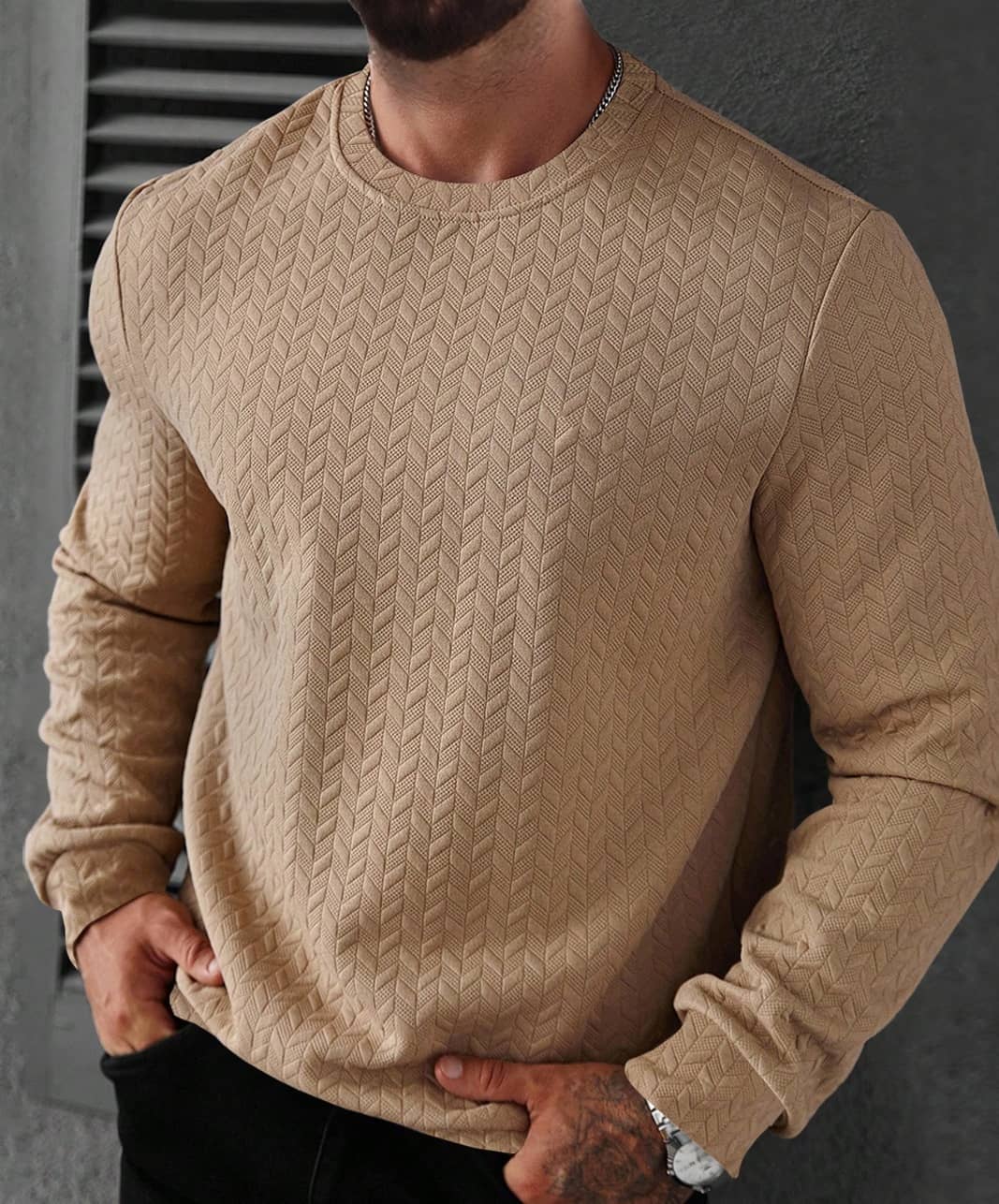 KAJARU Cotton Blend Round Neck Men's Sweatshirt - Cream ( Pack of 1 )