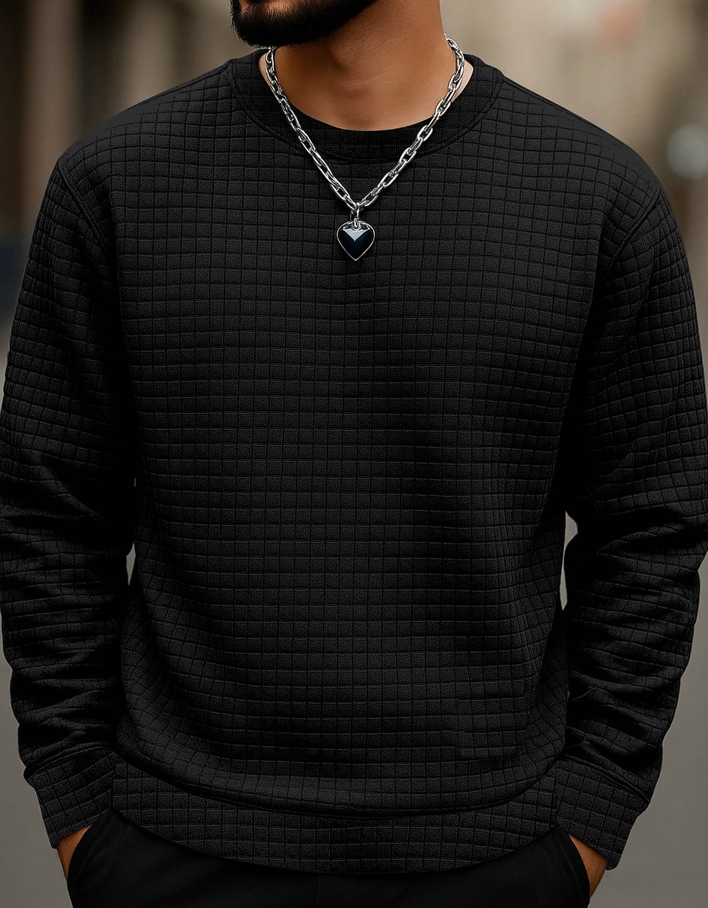     			KAJARU Cotton Blend Round Neck Men's Sweatshirt - Black ( Pack of 1 )