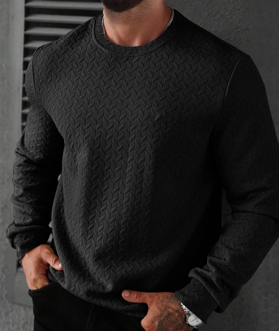 KAJA PLATING CREW KNIT / L / Gray // OVY KAJA PLATING CREW KNIT