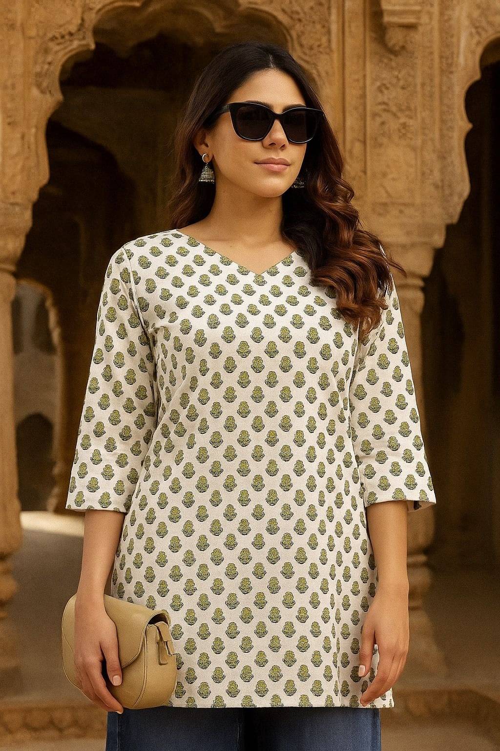 MIALO FASHION Women Cotton Blend Printed Straight Kurti ( White ) MIALO FASHION Women Cotton Blend Printed Straight Kurti ( White )