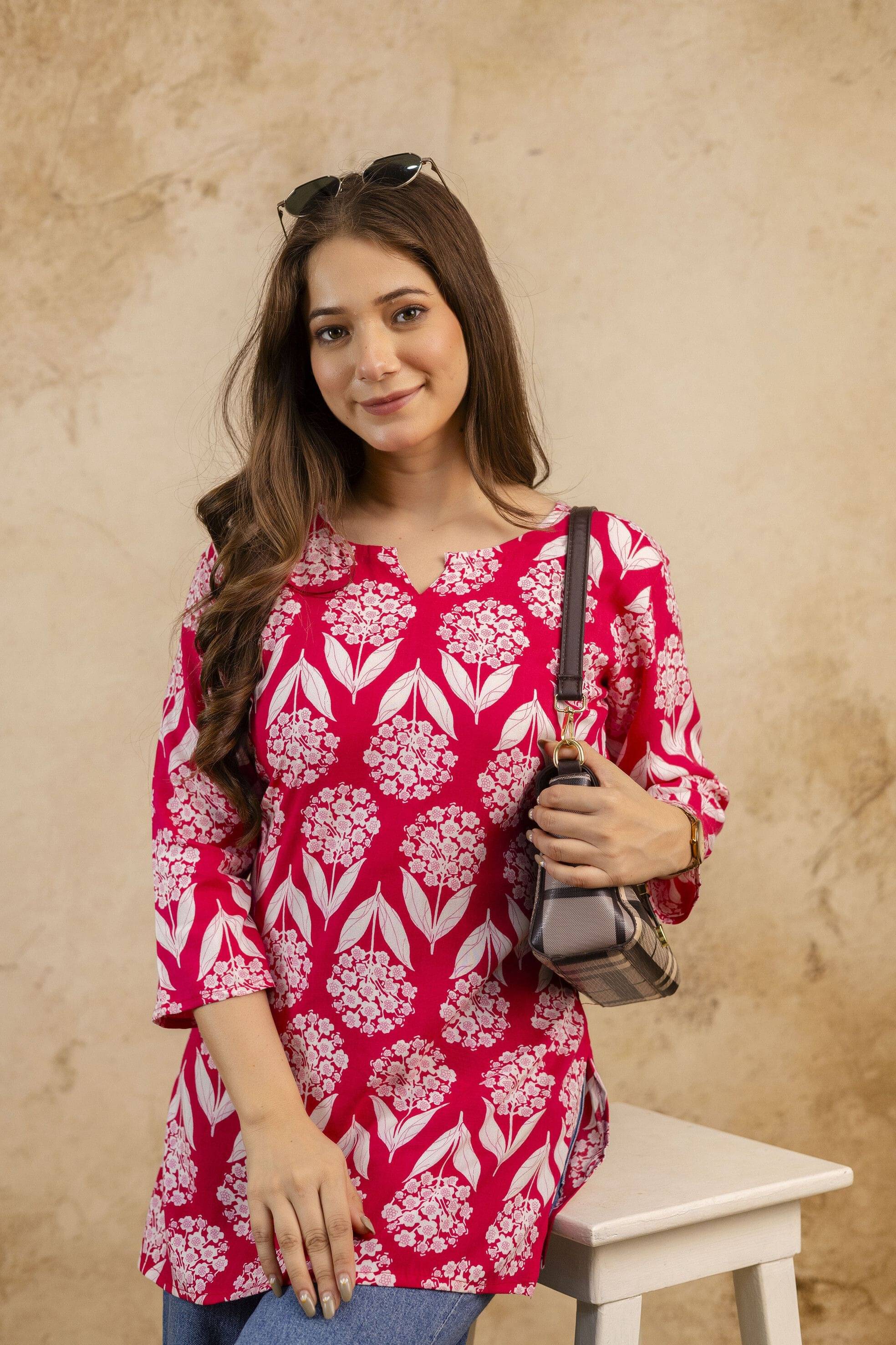     			MIALO FASHION Women Viscose Rayon Printed Straight Kurti ( Pink )