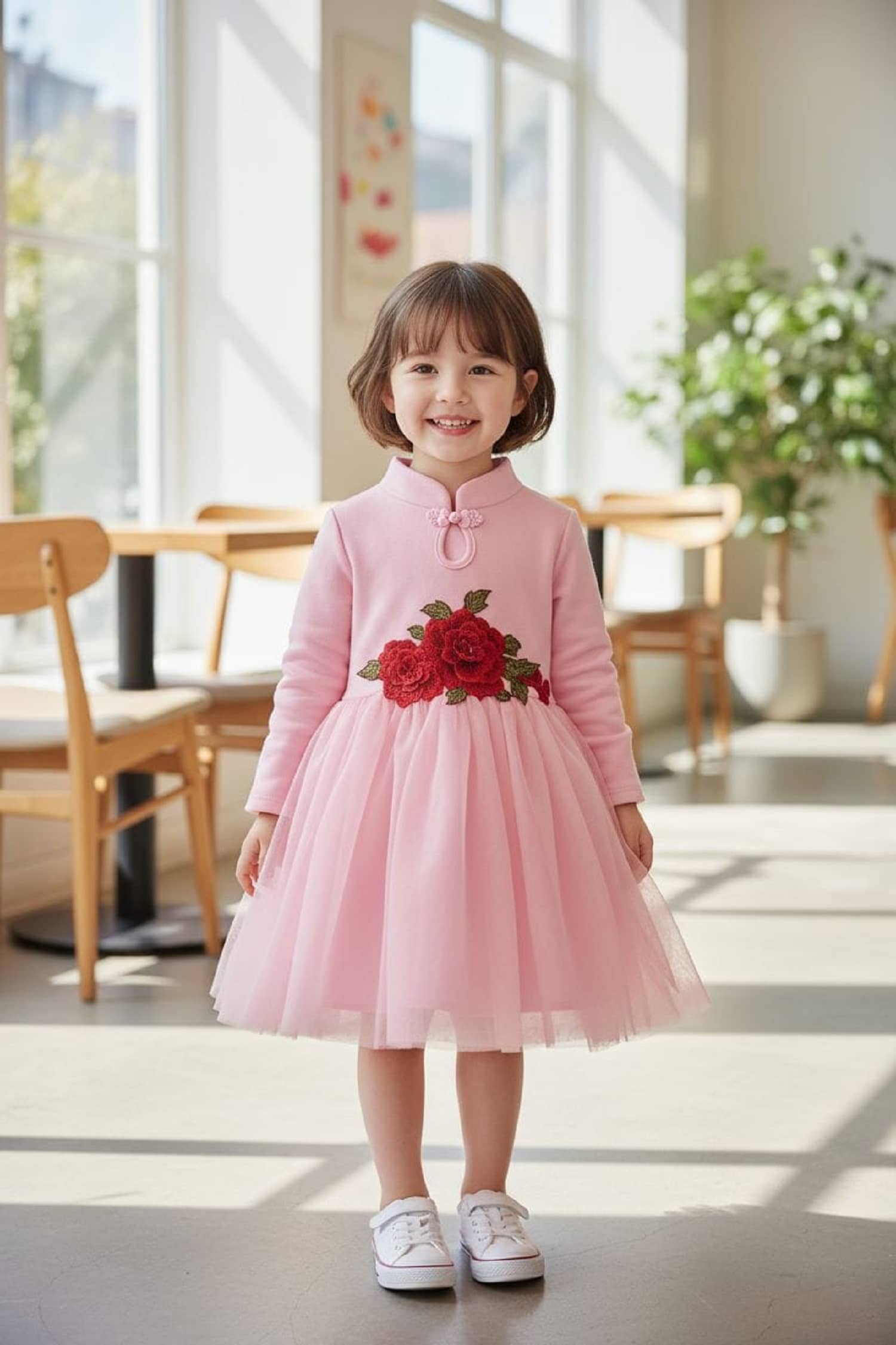 Mullick the designer Net Frock For Girls ( Pack of 1 , Pink )