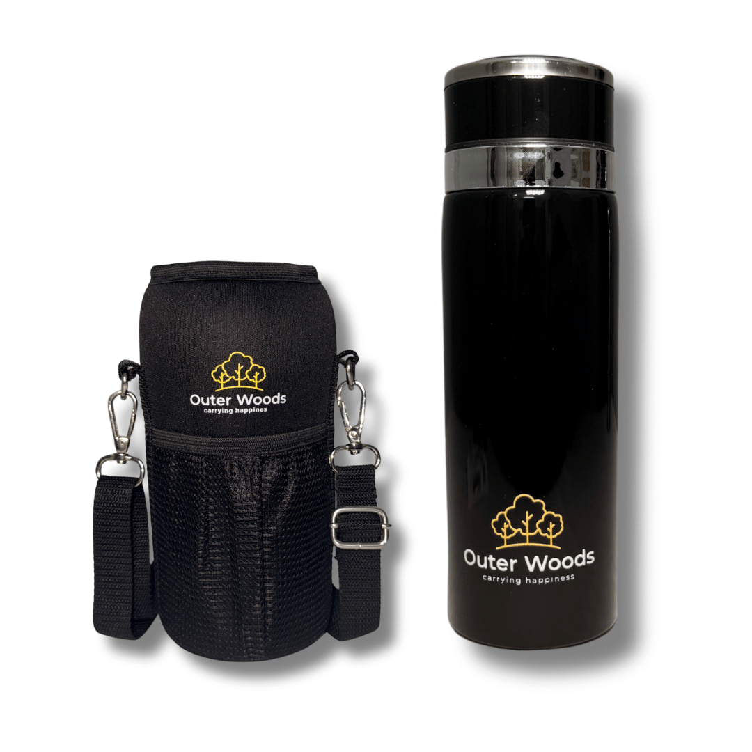     			Outer Woods Thermos Flask 800ml Black Steel Flask ( 800 ml )