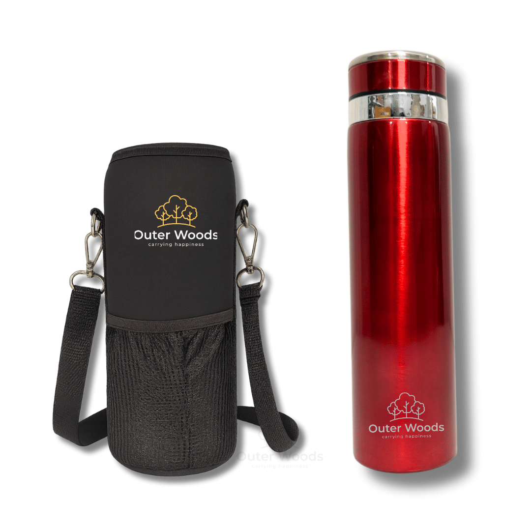     			Outer Woods Thermos Flask Large Red Steel Flask ( 1000 ml )