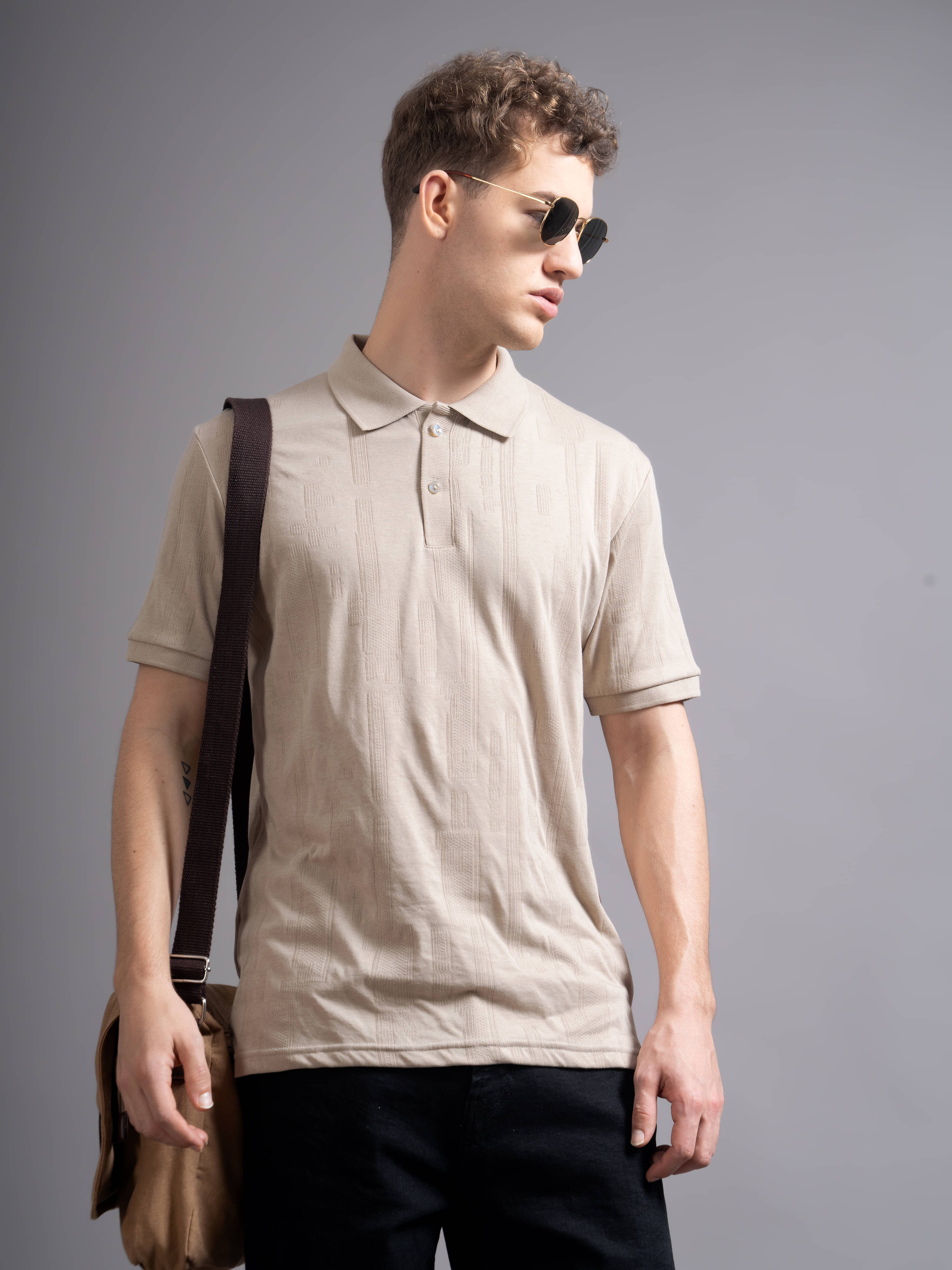     			Paul Street Men Cotton Blend Regular Fit Solid T-Shirt ( Beige )