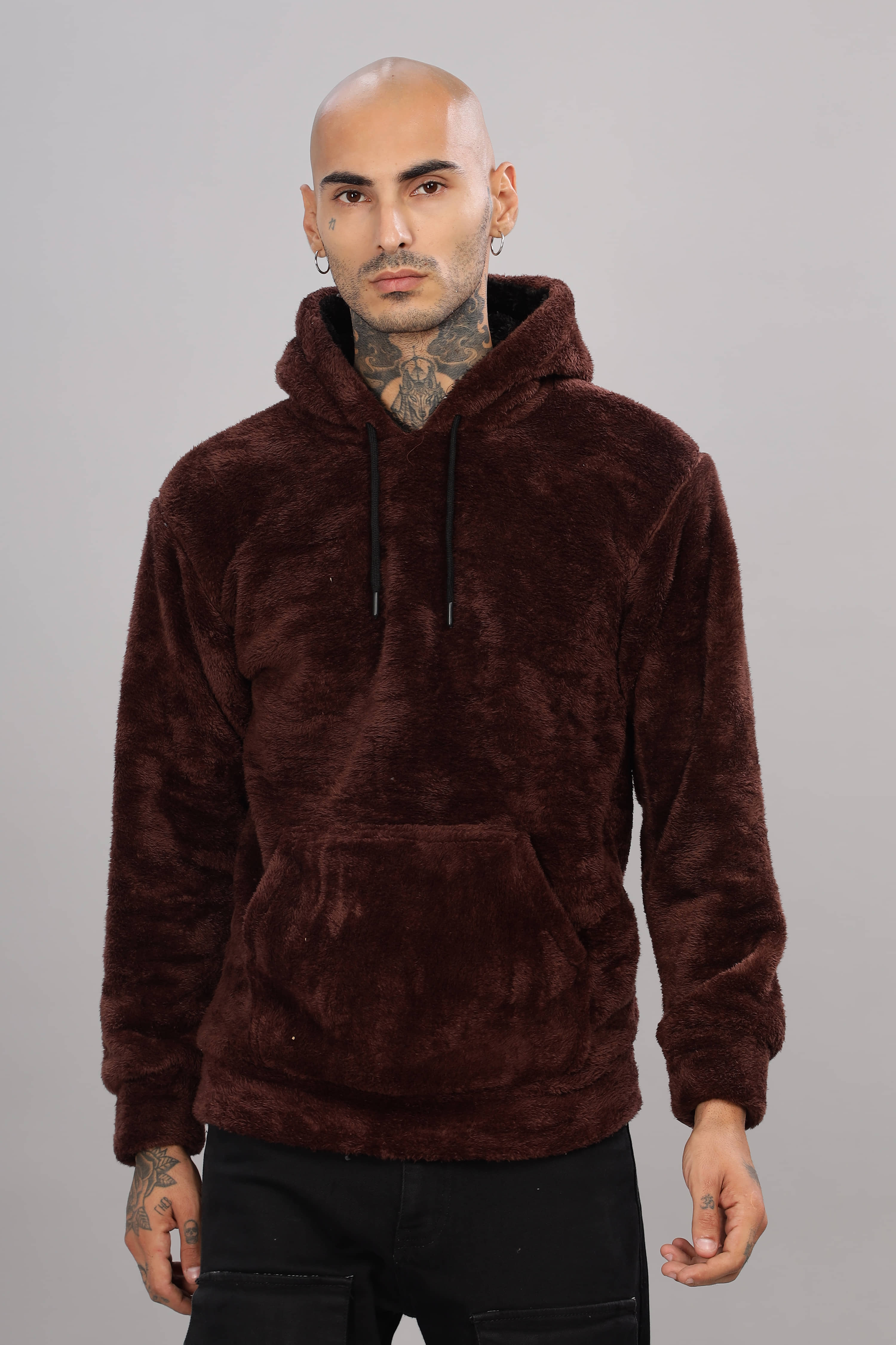 SHREYNKA Cotton Blend Hooded Men's Sweatshirt - Brown ( Pack of 1 )