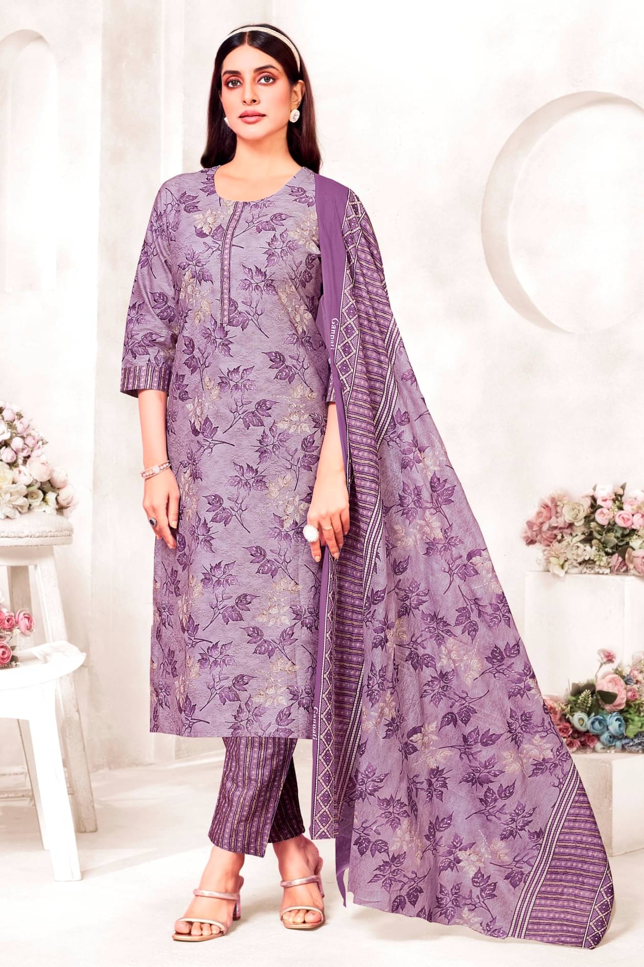 SIMMU Women Cotton Printed Straight Kurti With Pants ( Purple ) SIMMU Women Cotton Printed Straight Kurti With Pants ( Purple )